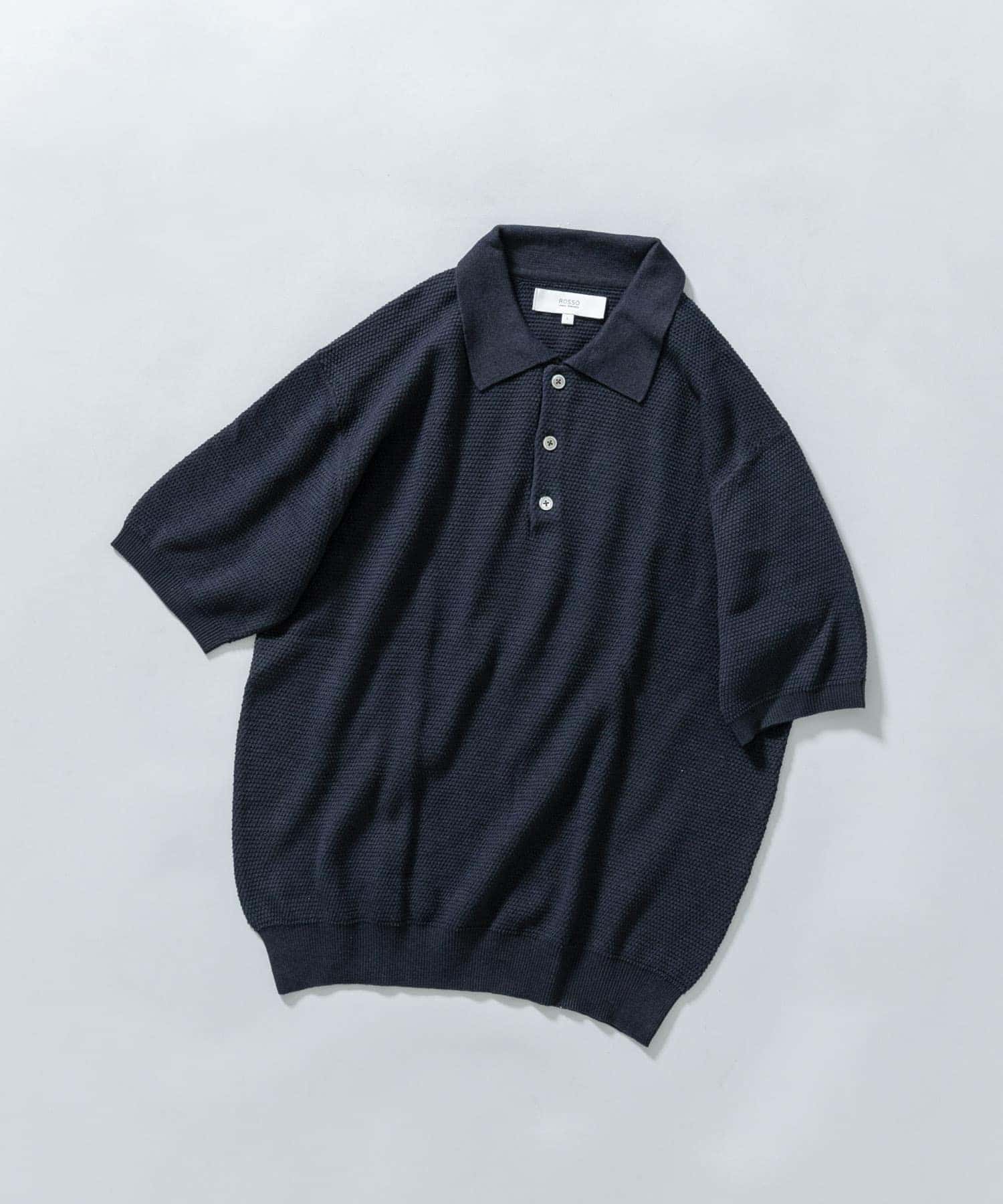 『WEB限定』変形カノコ半袖ニットポロ NAVY L