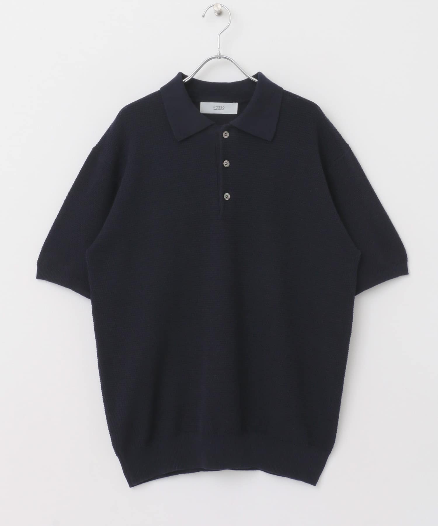 『WEB限定』変形カノコ半袖ニットポロ NAVY M