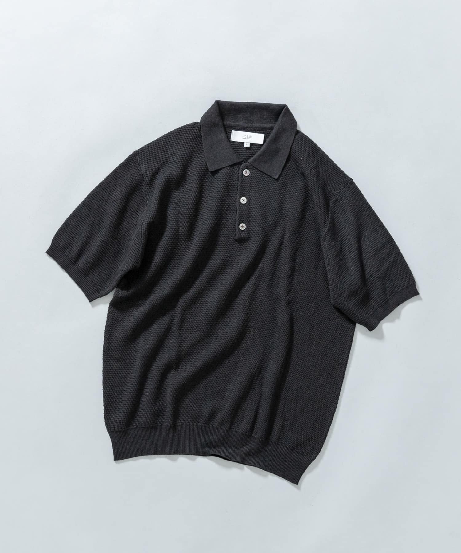 『WEB限定』変形カノコ半袖ニットポロ BLACK M
