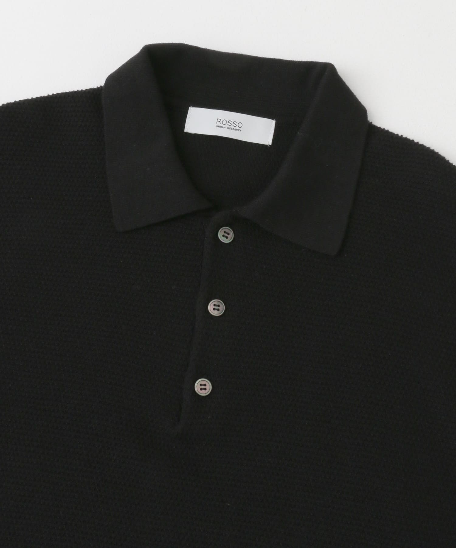 『WEB限定』変形カノコ半袖ニットポロ BLACK M