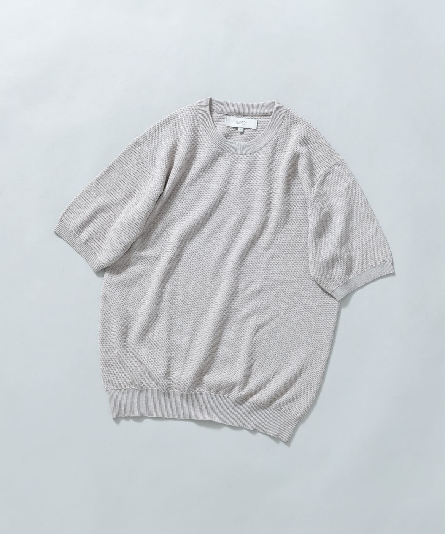『WEB限定』変形カノコ半袖クルーネックニット LIGHT GRAY M