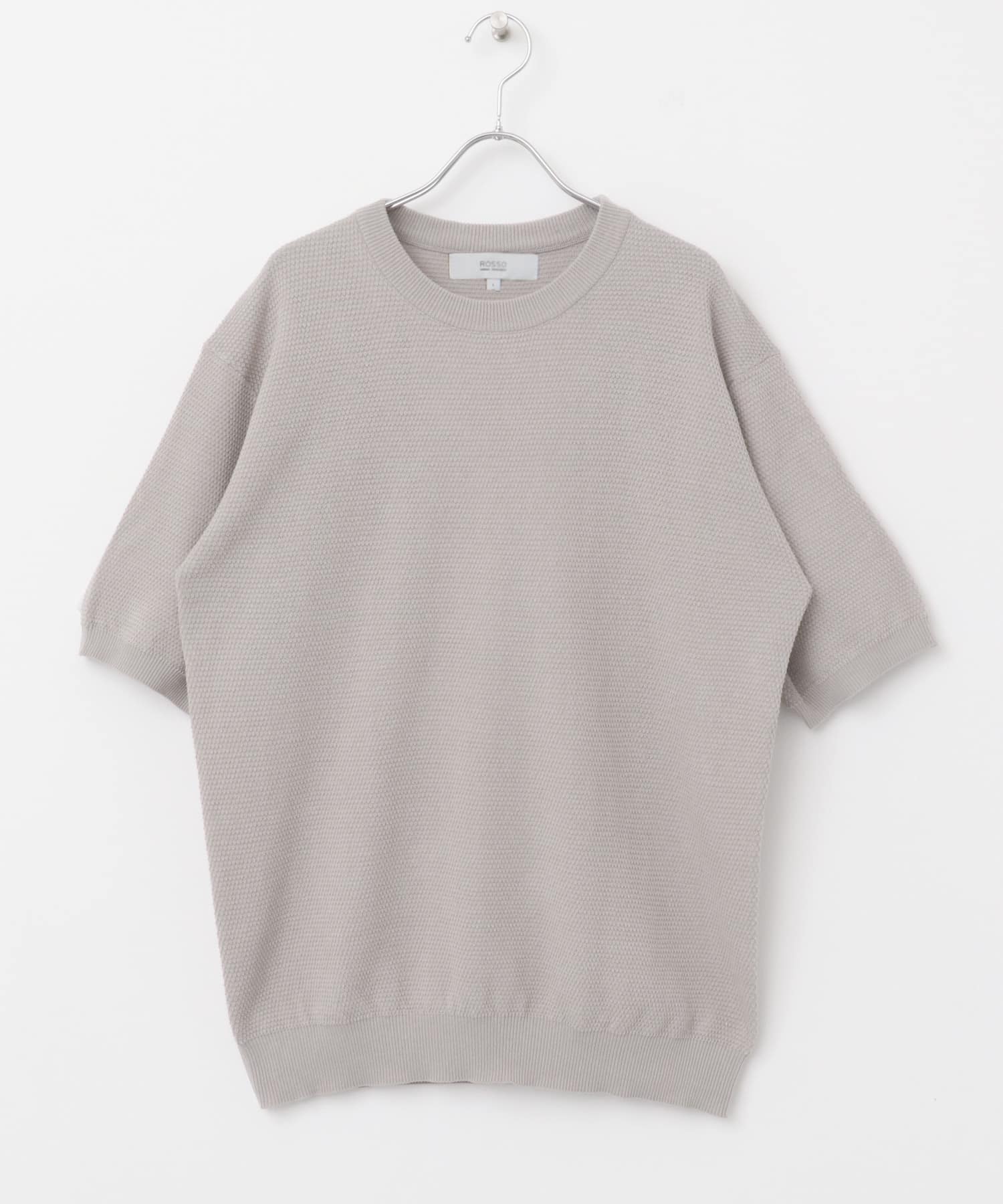 『WEB限定』変形カノコ半袖クルーネックニット LIGHT GRAY M