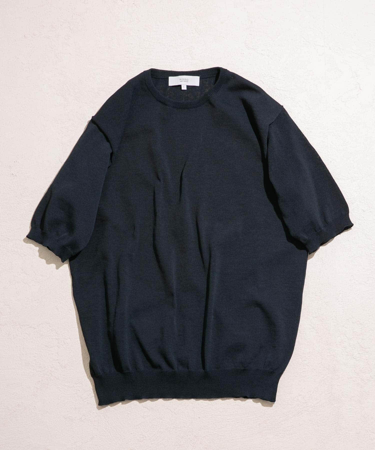 『UR TECH ひやサラクール』AIRDRY半袖クルーニット NAVY L