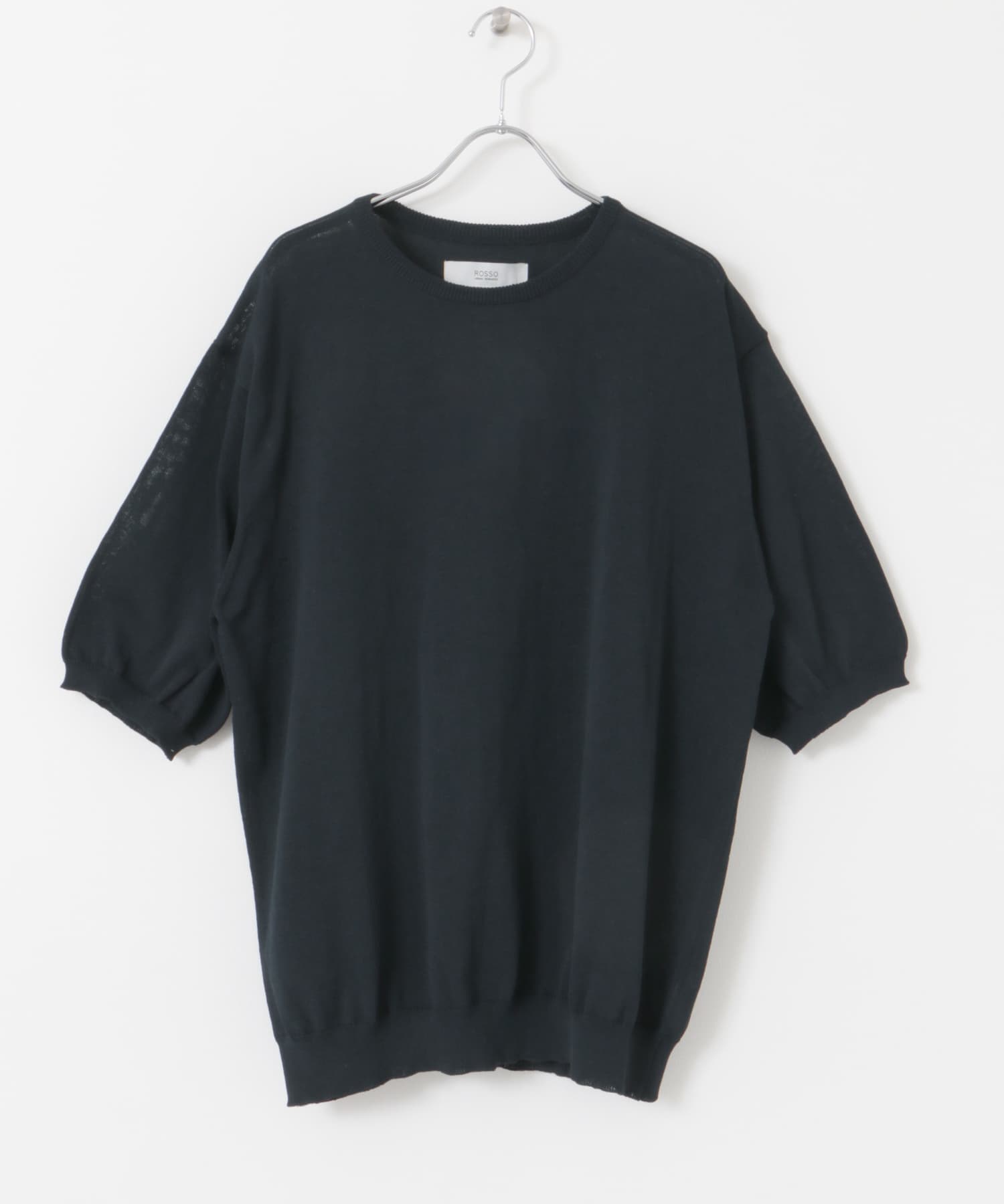 『UR TECH ひやサラクール』AIRDRY半袖クルーニット NAVY M