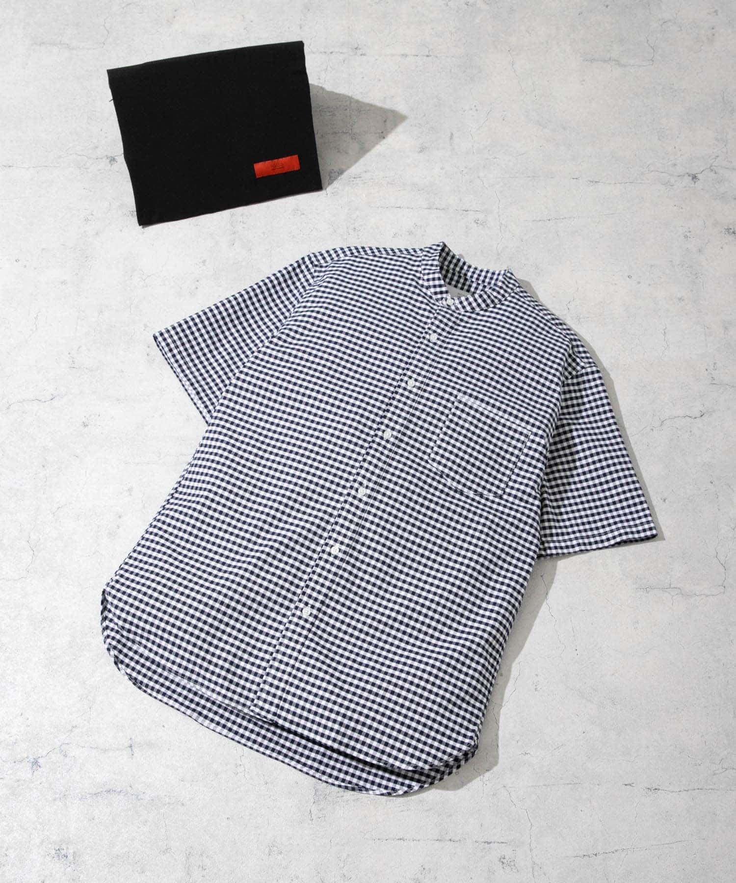 『抗菌/消臭』『XXLサイズあり』ハイパフォーマンスバンドカラー半袖シャツ NAVY CHECK S