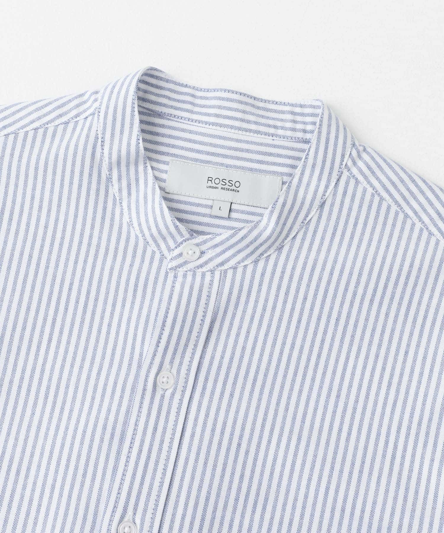 『抗菌/消臭』『XXLサイズあり』ハイパフォーマンスバンドカラー半袖シャツ SAX STRIPE S