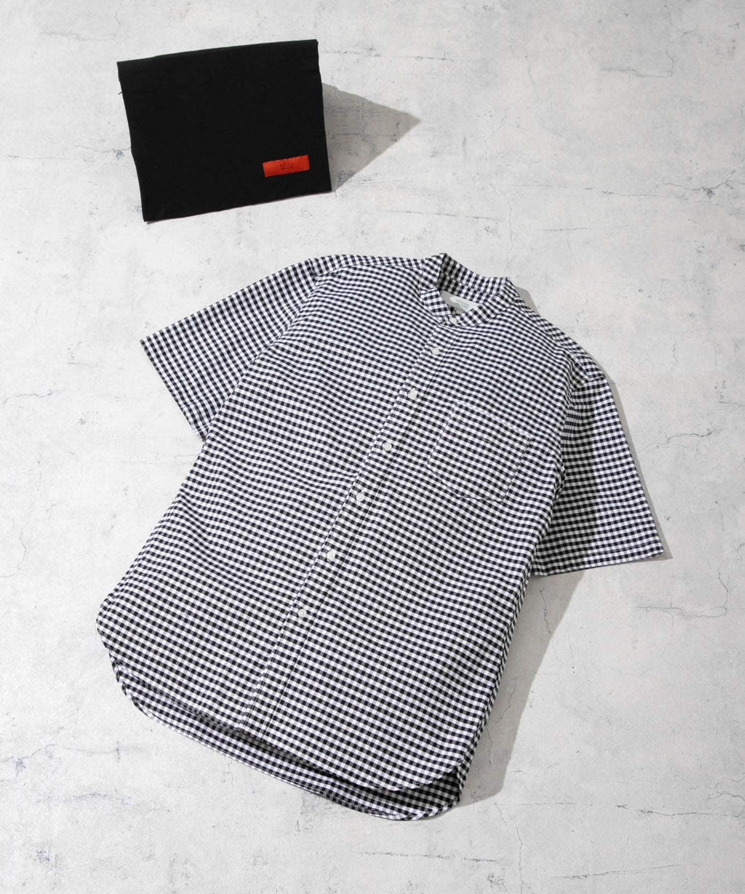 『抗菌/消臭』『XXLサイズあり』ハイパフォーマンスバンドカラー半袖シャツ BLK CHECK S