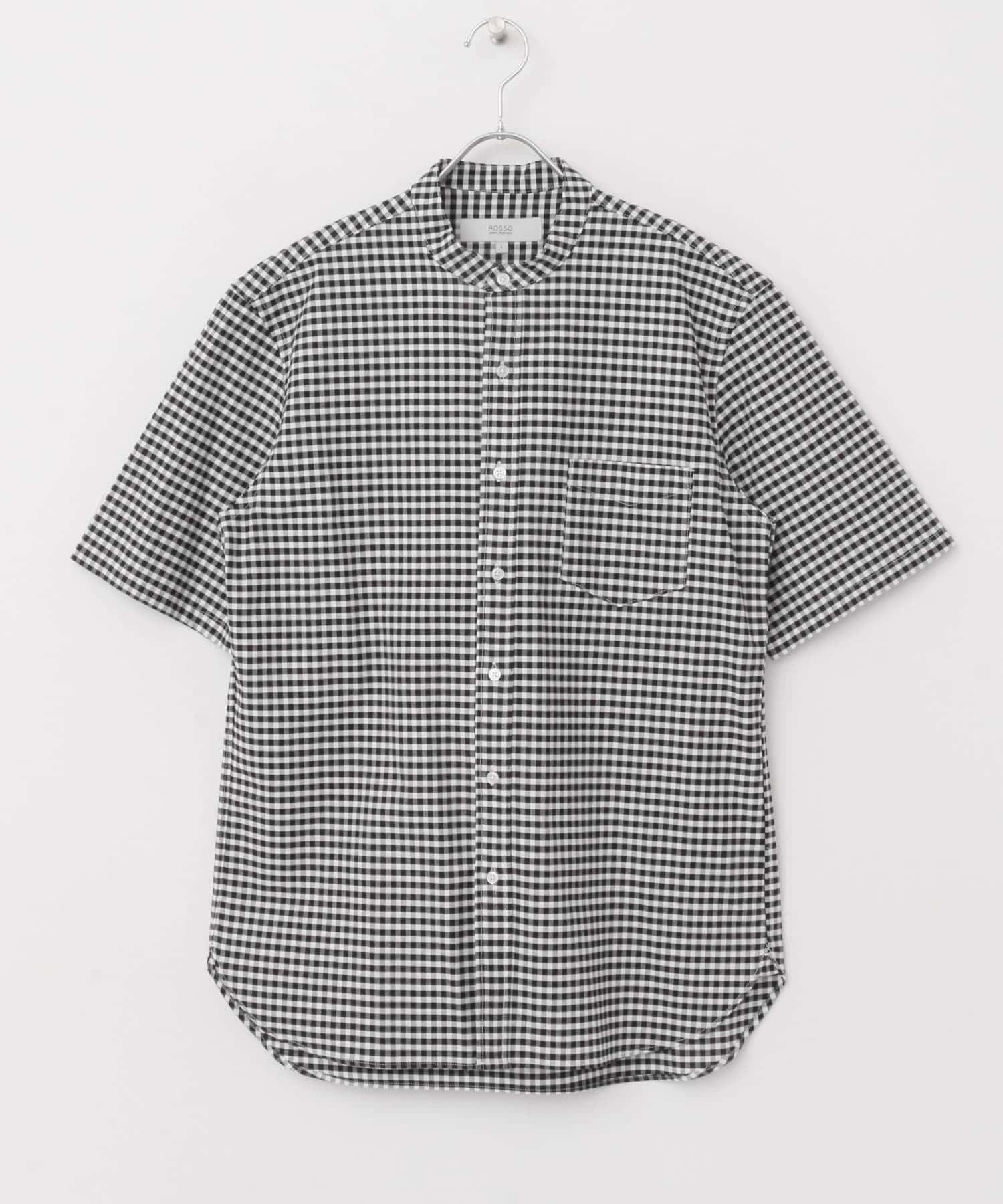 『抗菌/消臭』『XXLサイズあり』ハイパフォーマンスバンドカラー半袖シャツ BLK CHECK S