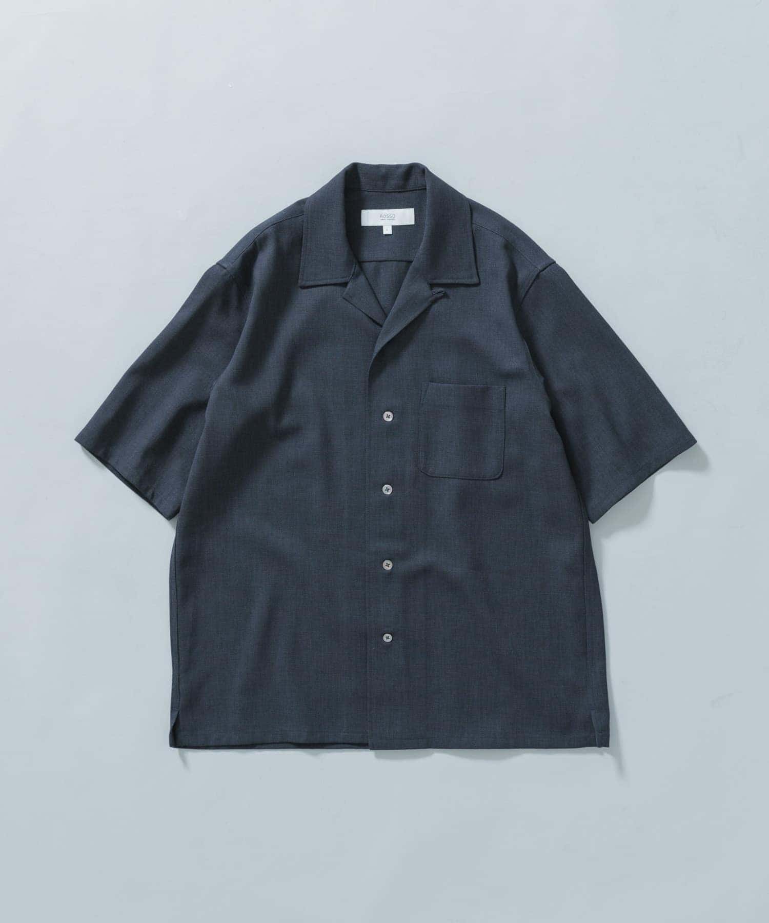 『WEB限定』『セットアップ対応』パナマ風オープンカラー半袖シャツ NAVY L