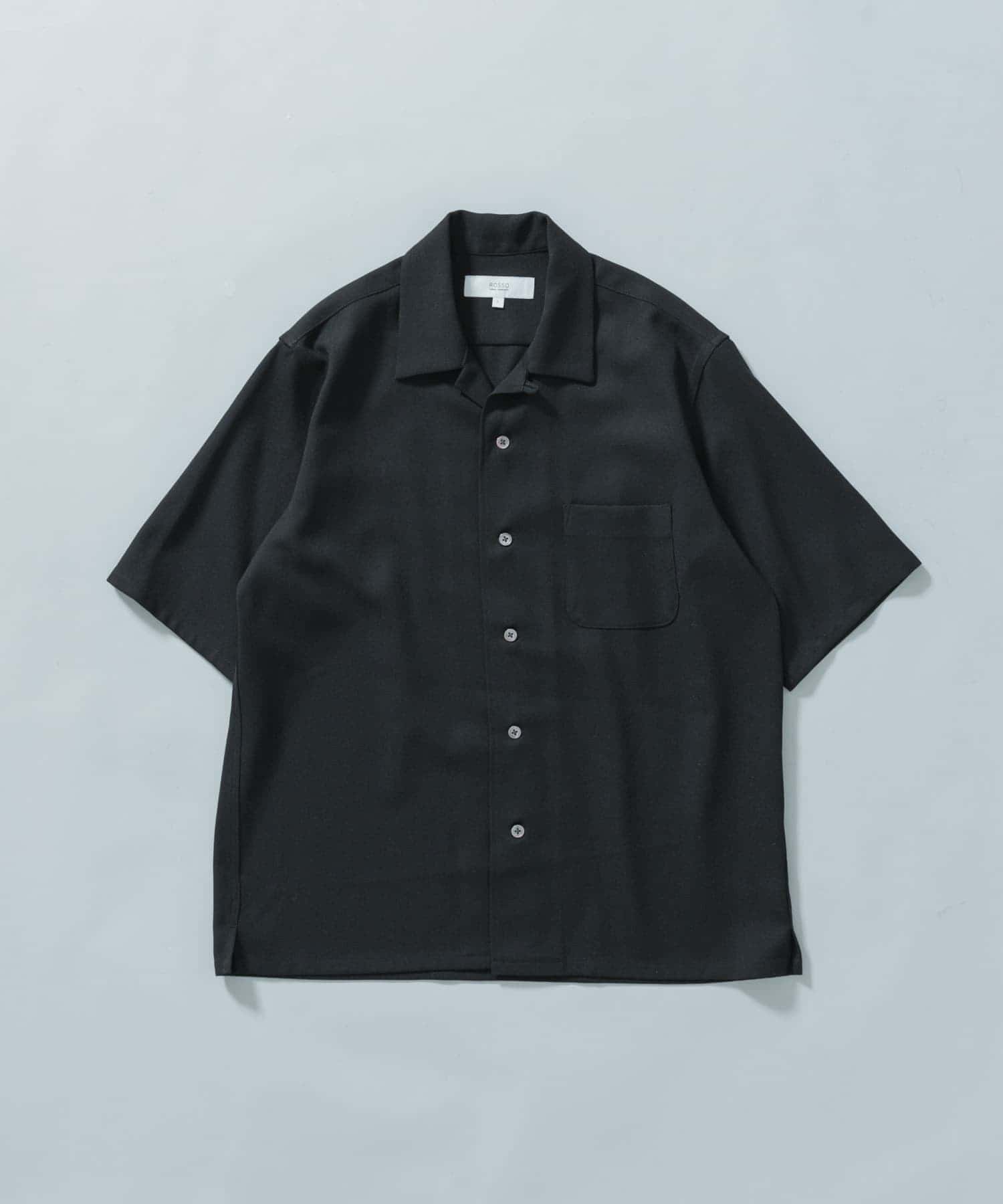 『WEB限定』『セットアップ対応』パナマ風オープンカラー半袖シャツ BLACK L