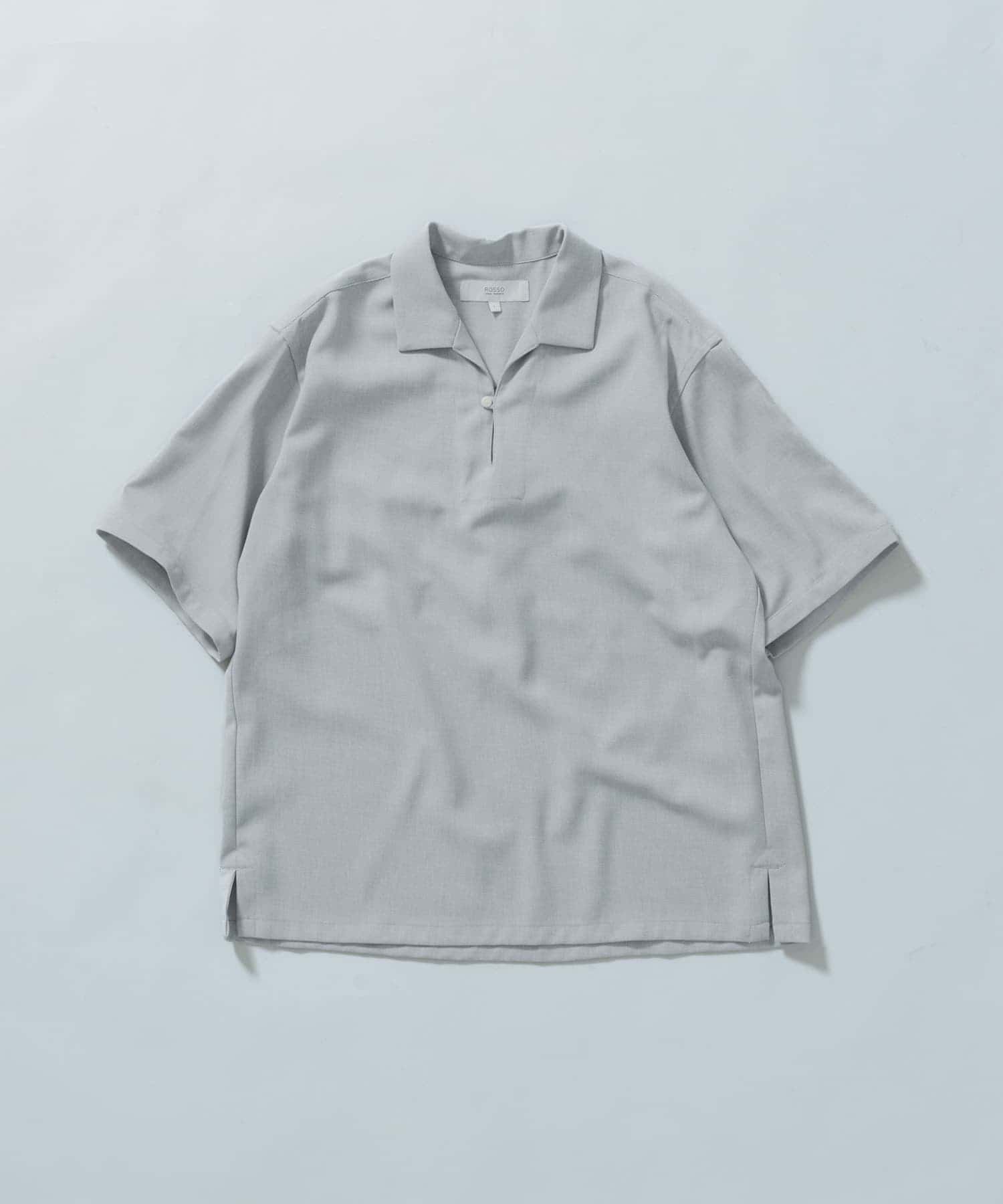 『WEB限定』『セットアップ対応』パナマ風スキッパーシャツ ICE GRAY L
