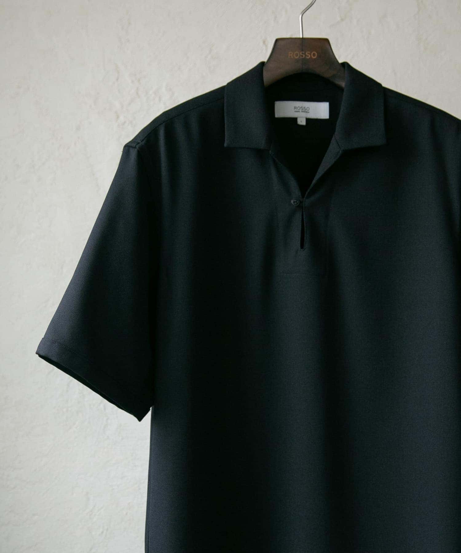 『WEB限定』『セットアップ対応』パナマ風スキッパーシャツ BLACK M