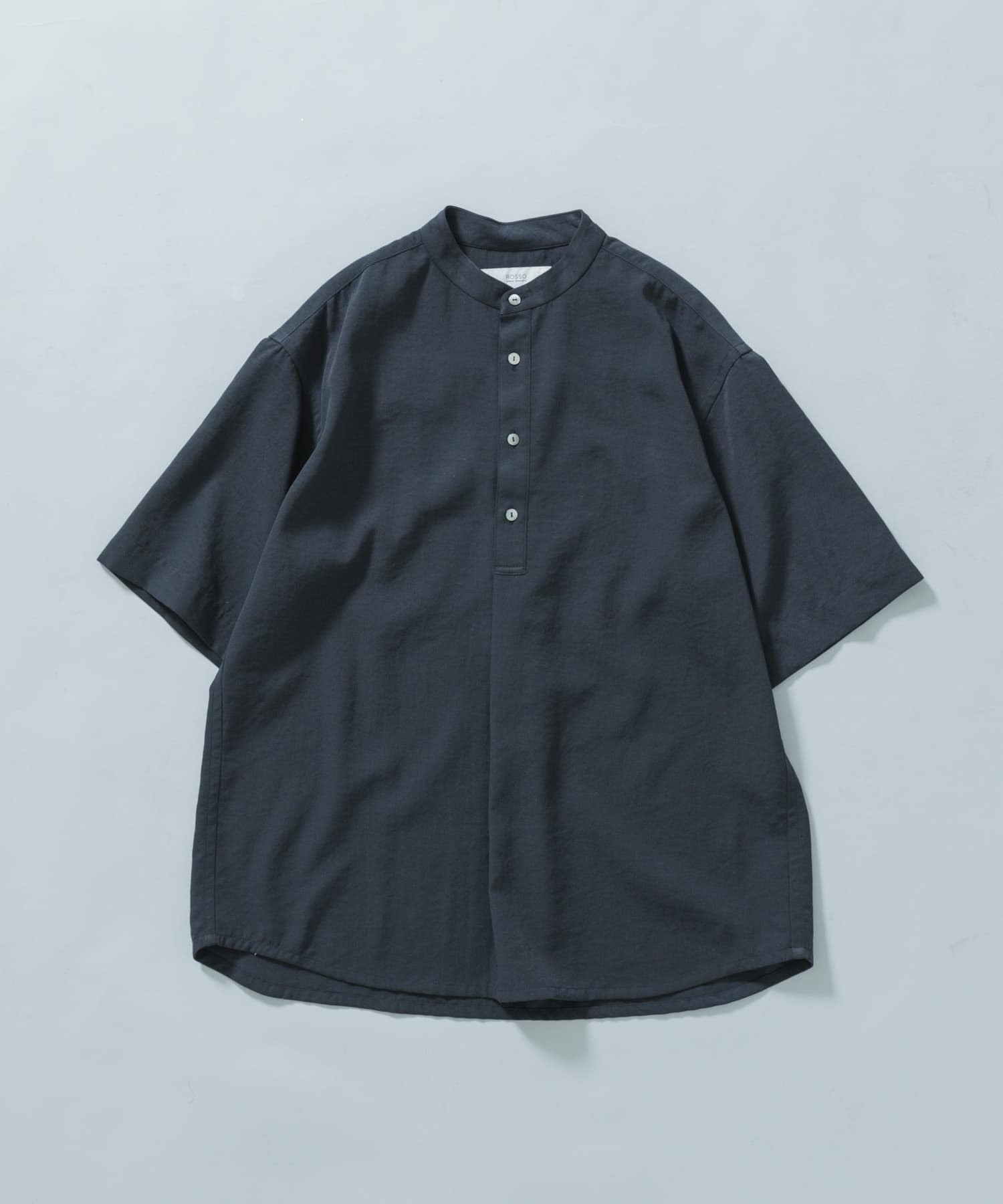 『WEB限定』『セットアップ対応/XLサイズあり』リネンライクバンドカラープルオーバー NAVY M