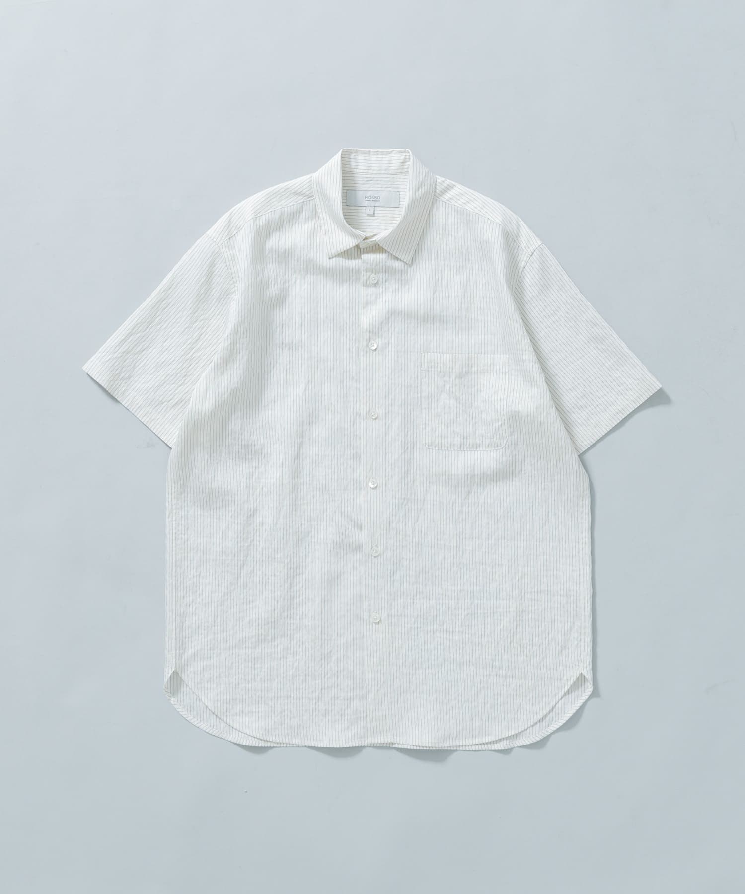 『WEB限定』『XLサイズあり』ストライプレギュラーカラー半袖シャツ OFF WHITE XL