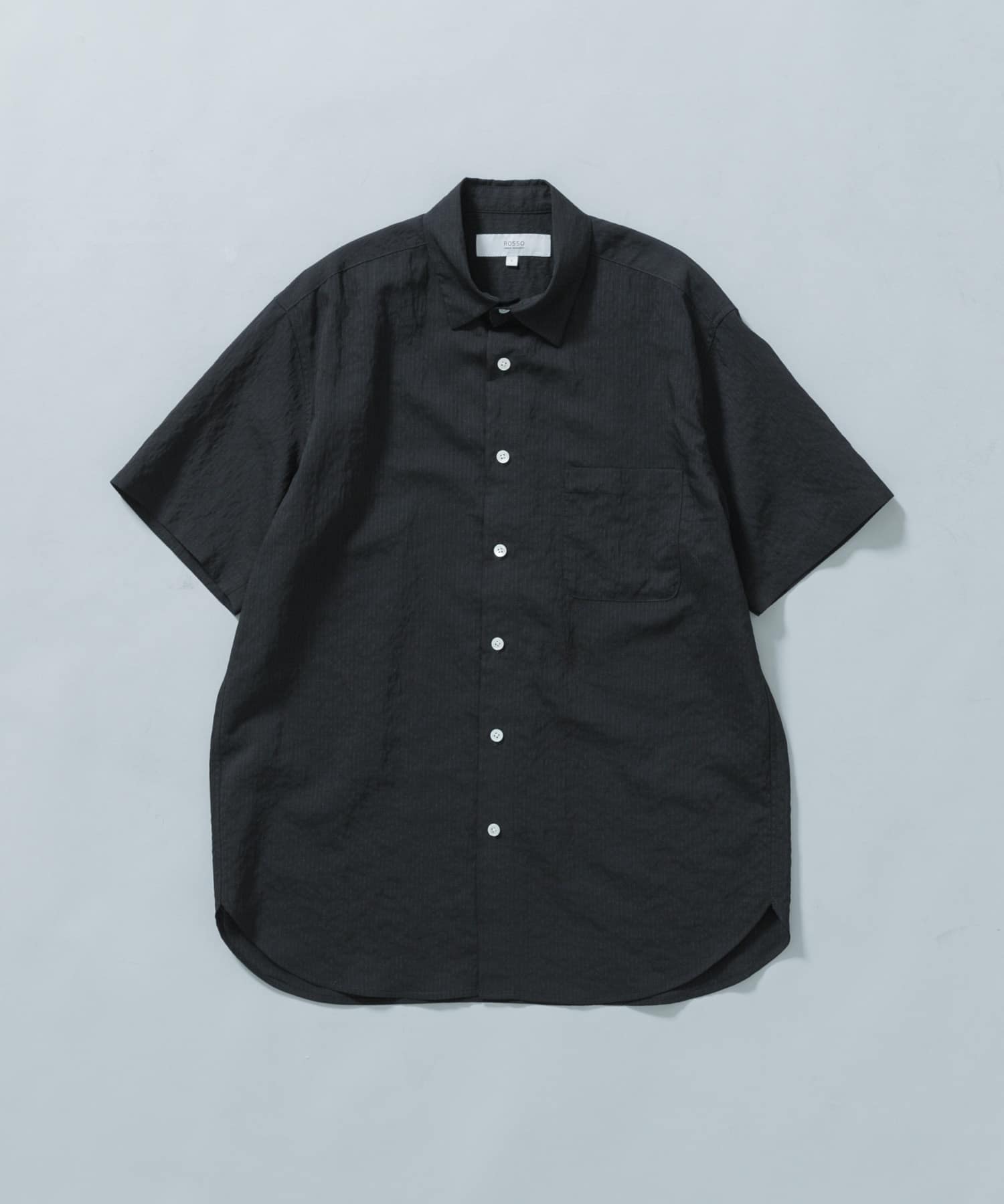 『WEB限定』『XLサイズあり』ストライプレギュラーカラー半袖シャツ BLACK M