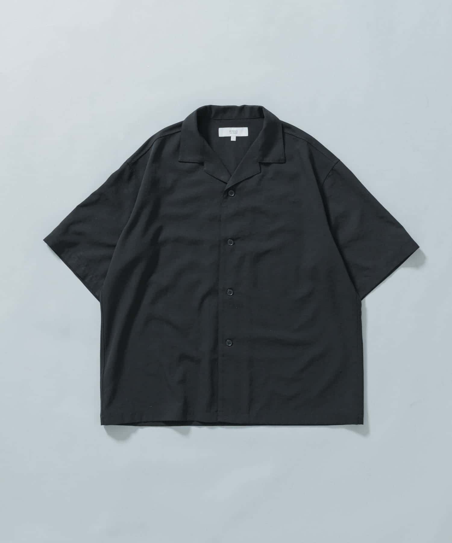 『WEB限定』『セットアップ対応/XLサイズあり』リネンライクオープンカラー半袖オーバーシャツ BLACK XL