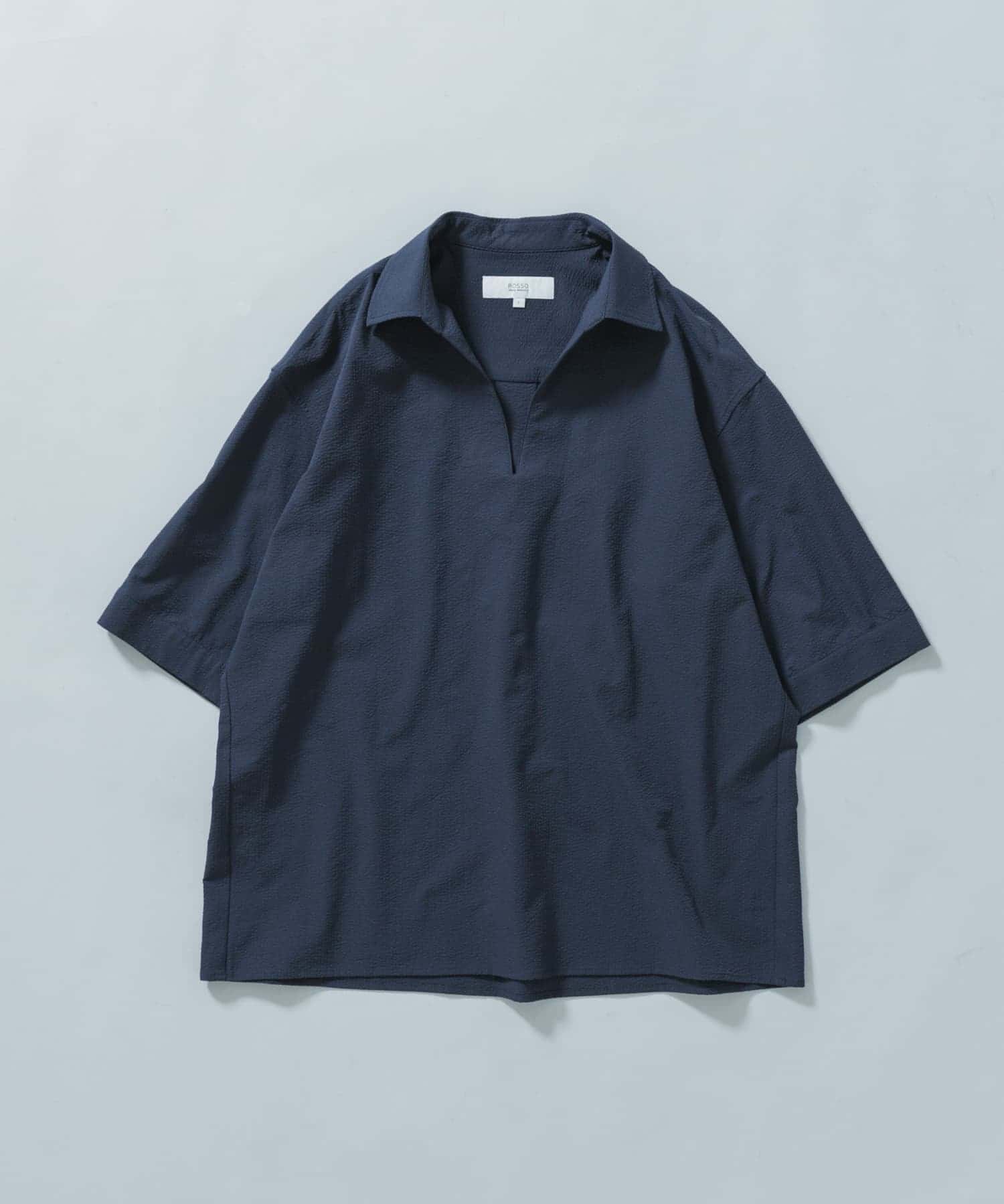 『WEB限定』『セットアップ対応/XLサイズあり』シアサッカースキッパー半袖シャツ NAVY L
