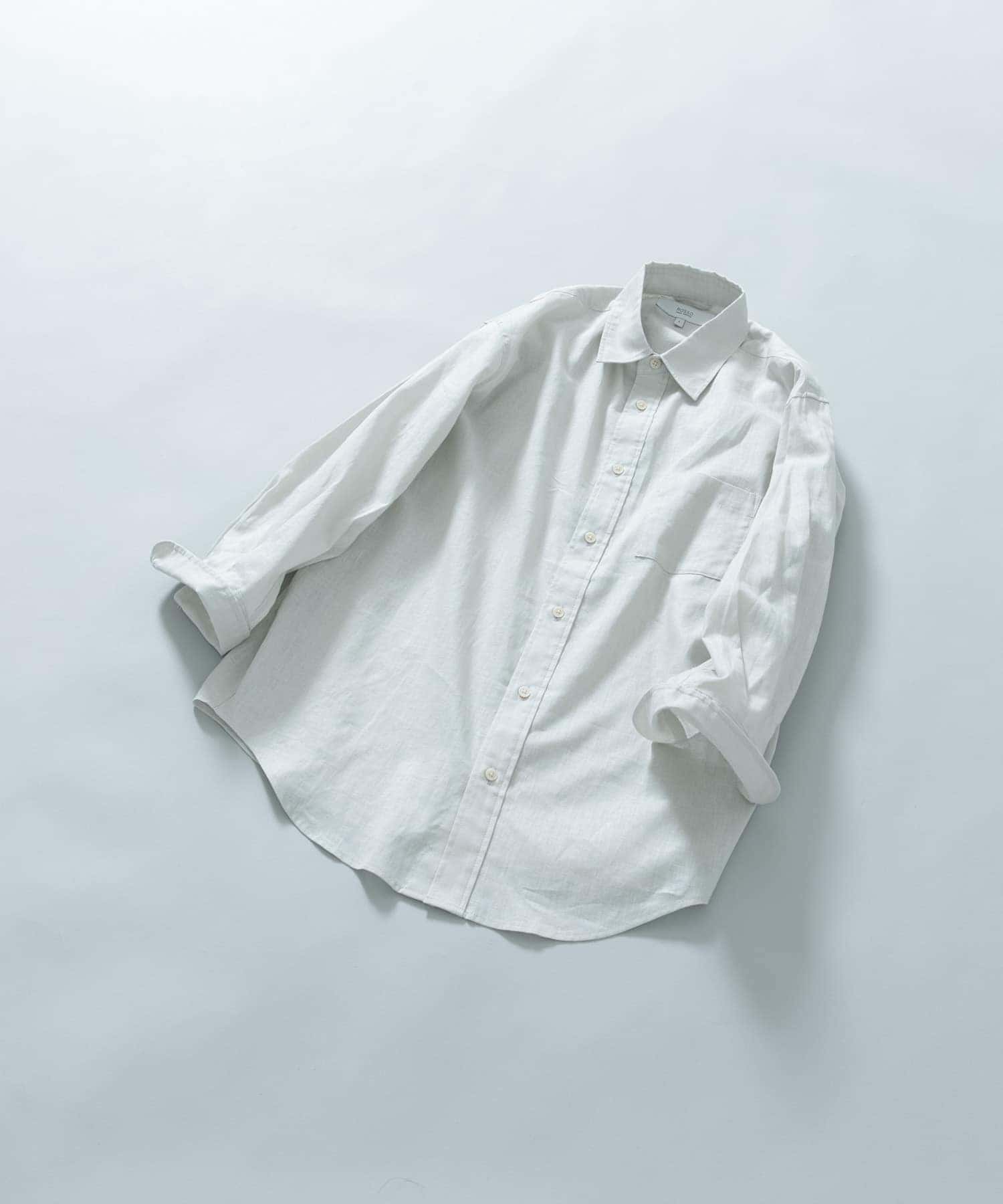 『XLサイズあり』リラックスコットンリネン7分袖シャツ BEIGE XL