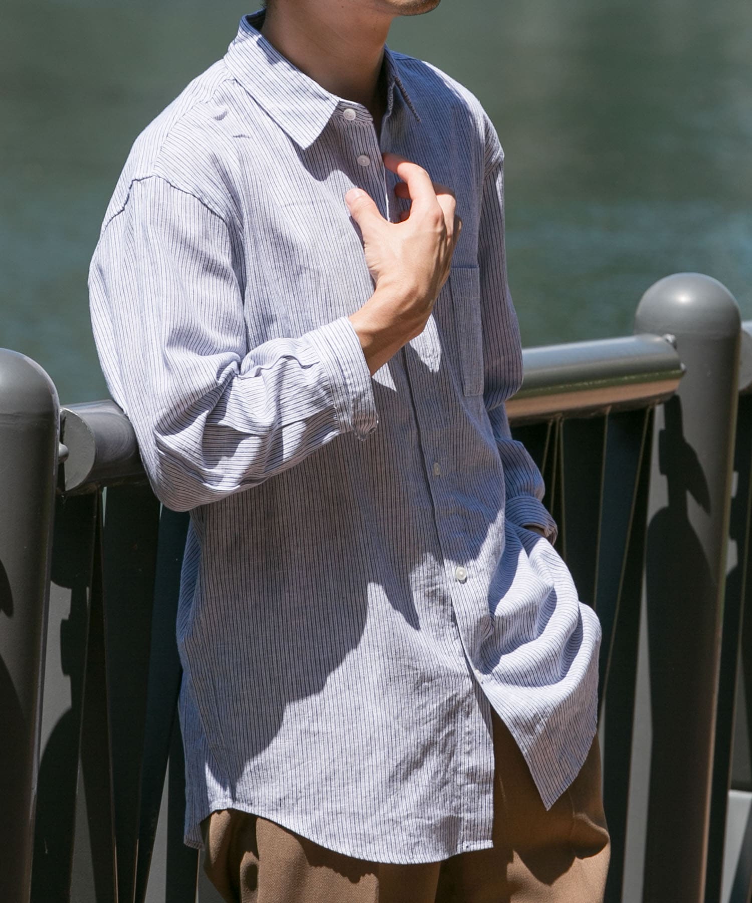 『XLサイズあり』リラックスコットンリネン7分袖シャツ