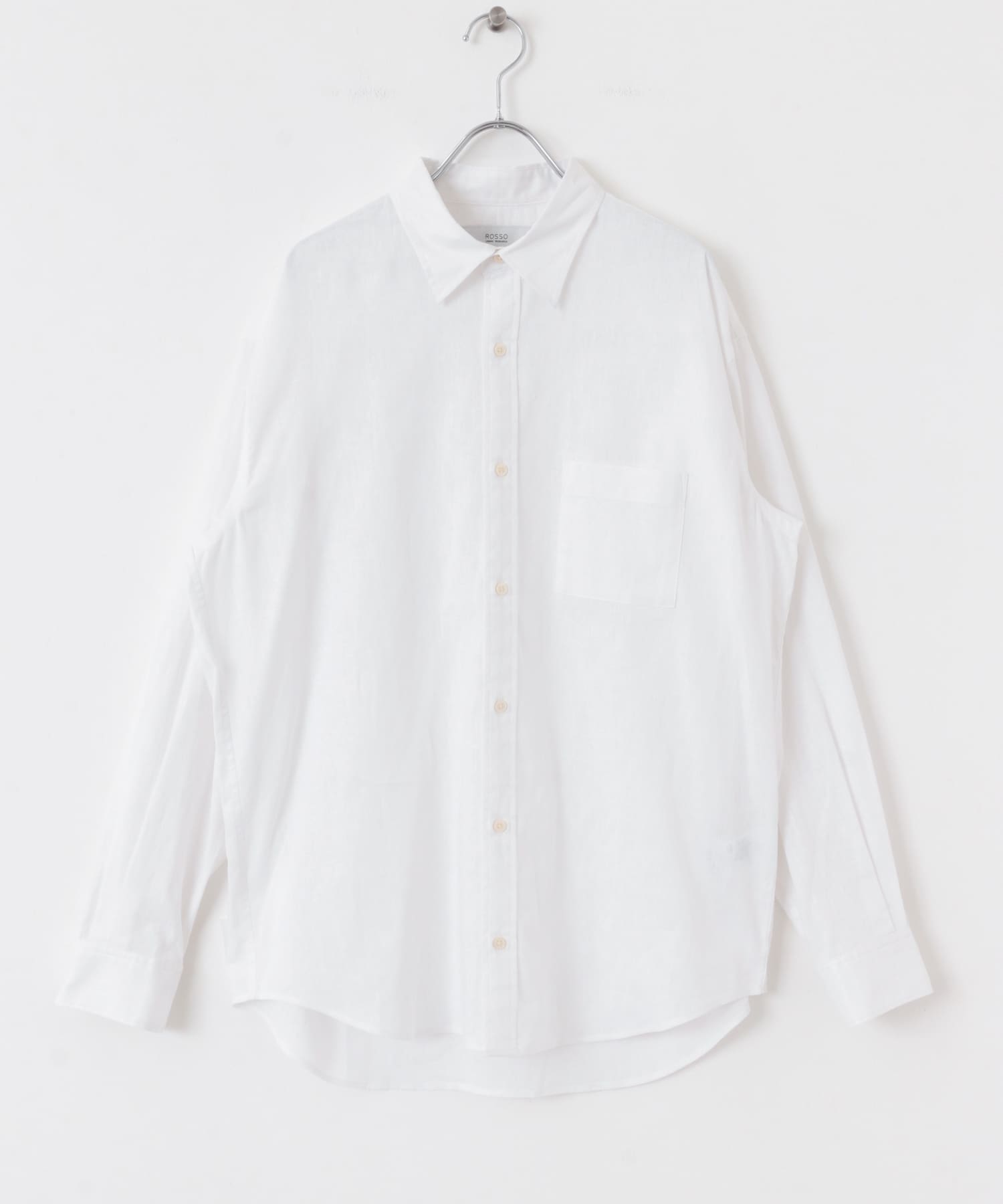 『WEB限定』『XLサイズあり』リラックスコットンリネンレギュラーカラー長袖シャツ WHITE S