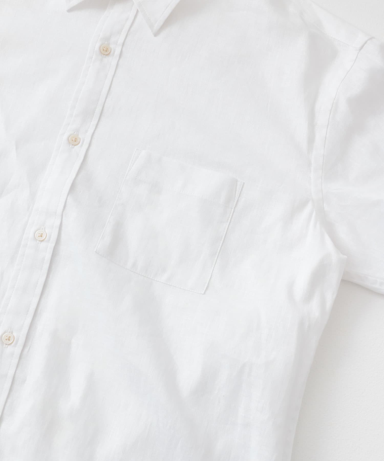 『WEB限定』『XLサイズあり』リラックスコットンリネンレギュラーカラー長袖シャツ WHITE S