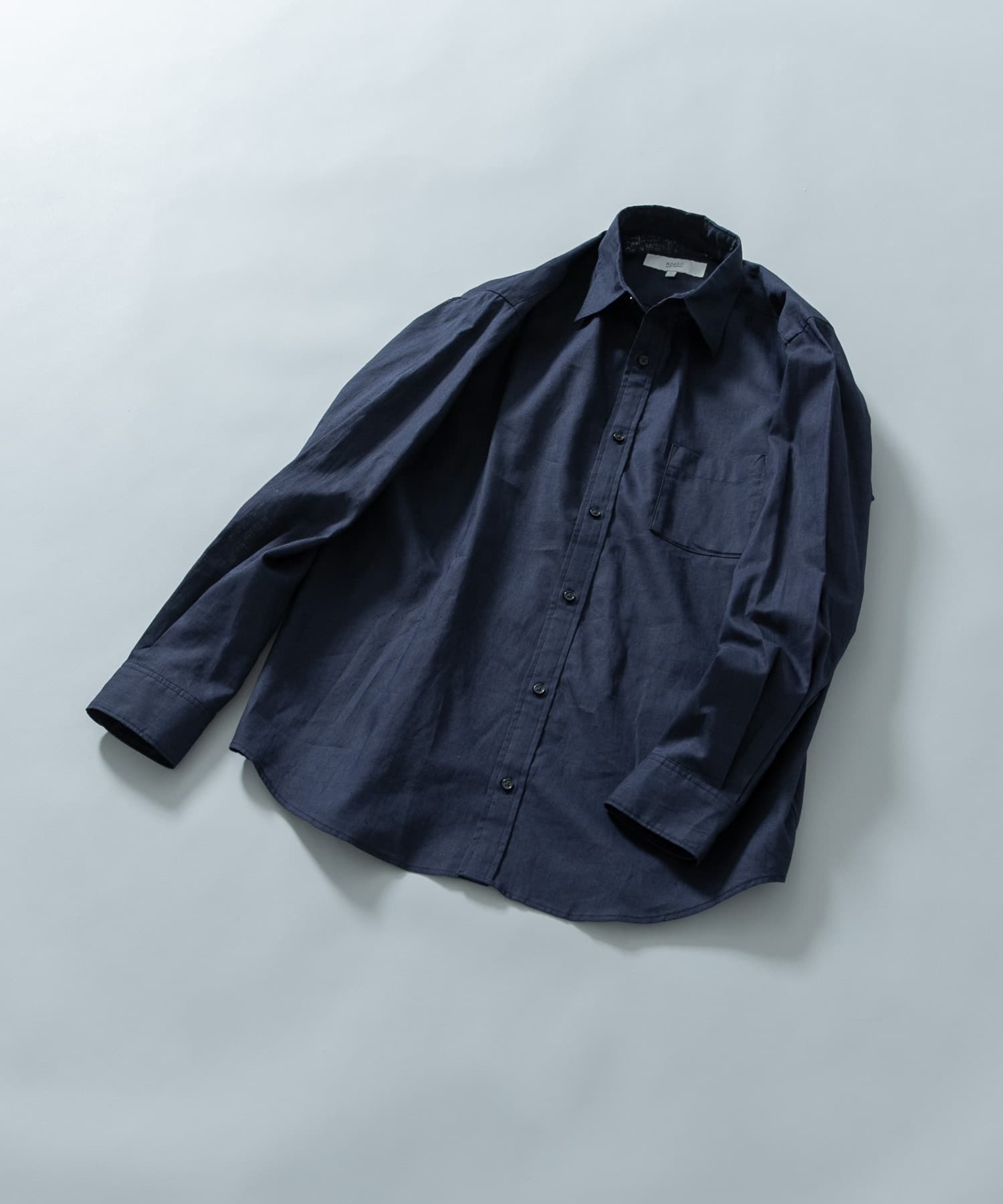 『WEB限定』『XLサイズあり』リラックスコットンリネンレギュラーカラー長袖シャツ NAVY S