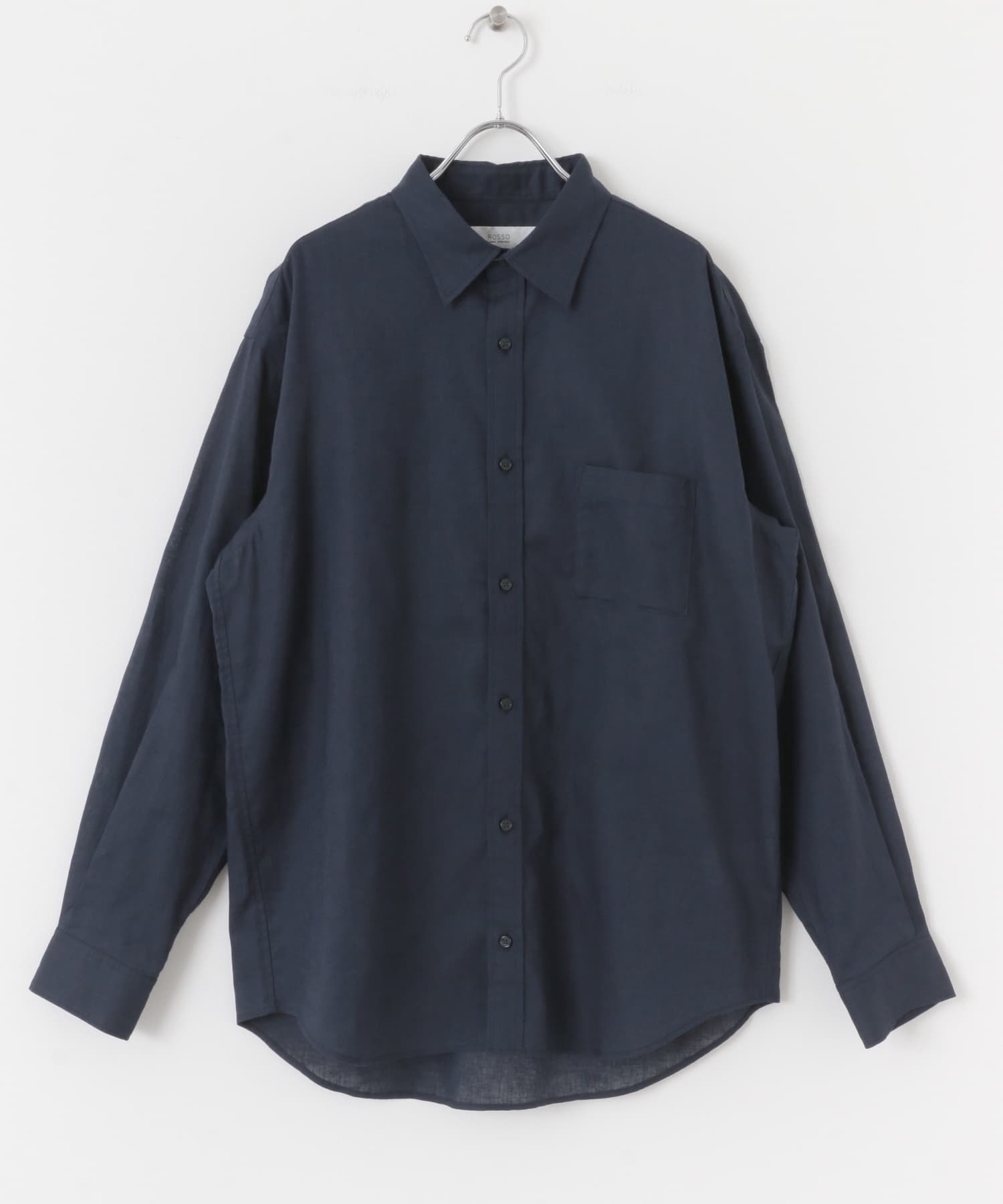 『WEB限定』『XLサイズあり』リラックスコットンリネンレギュラーカラー長袖シャツ NAVY S