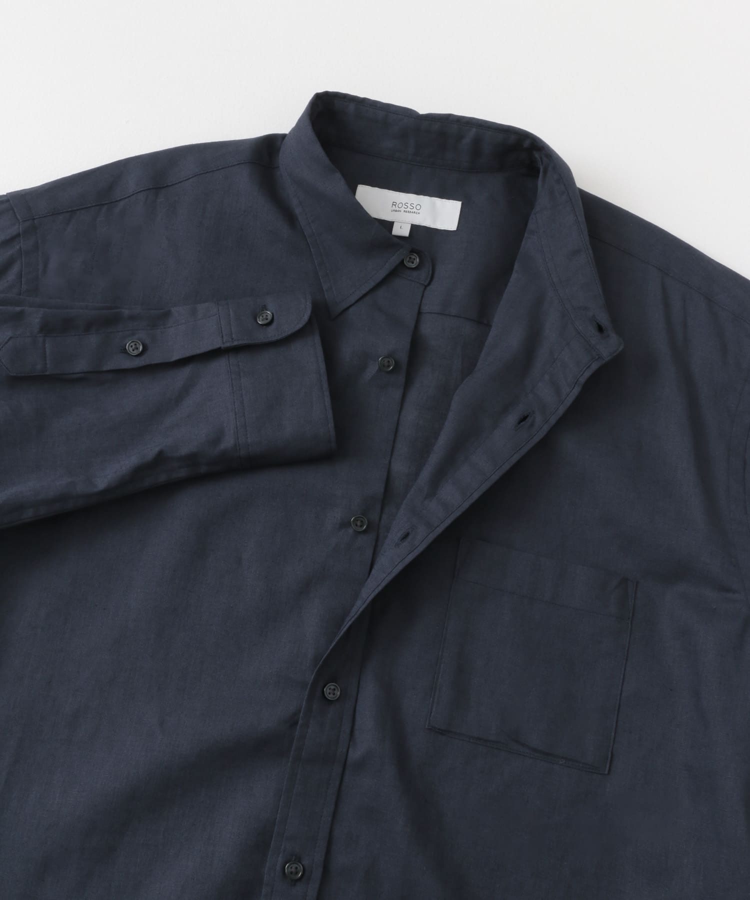 『WEB限定』『XLサイズあり』リラックスコットンリネンレギュラーカラー長袖シャツ NAVY S