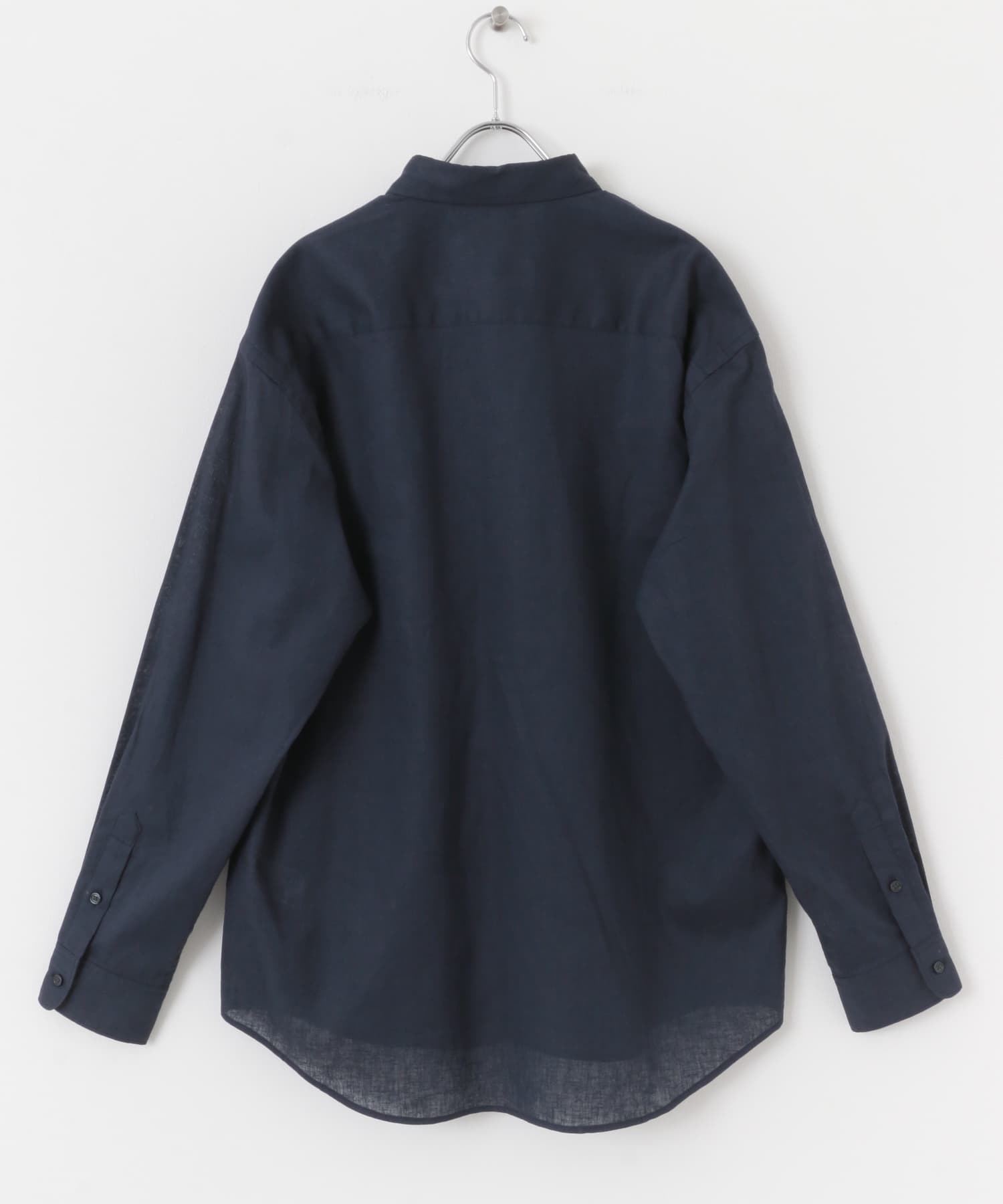 『WEB限定』『XLサイズあり』リラックスコットンリネンレギュラーカラー長袖シャツ NAVY S