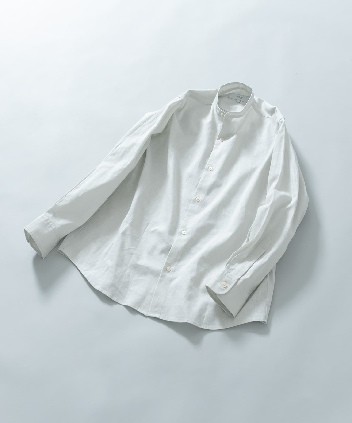 『WEB限定』『XLサイズあり』リラックスコットンリネンバンドカラー長袖シャツ BEIGE S