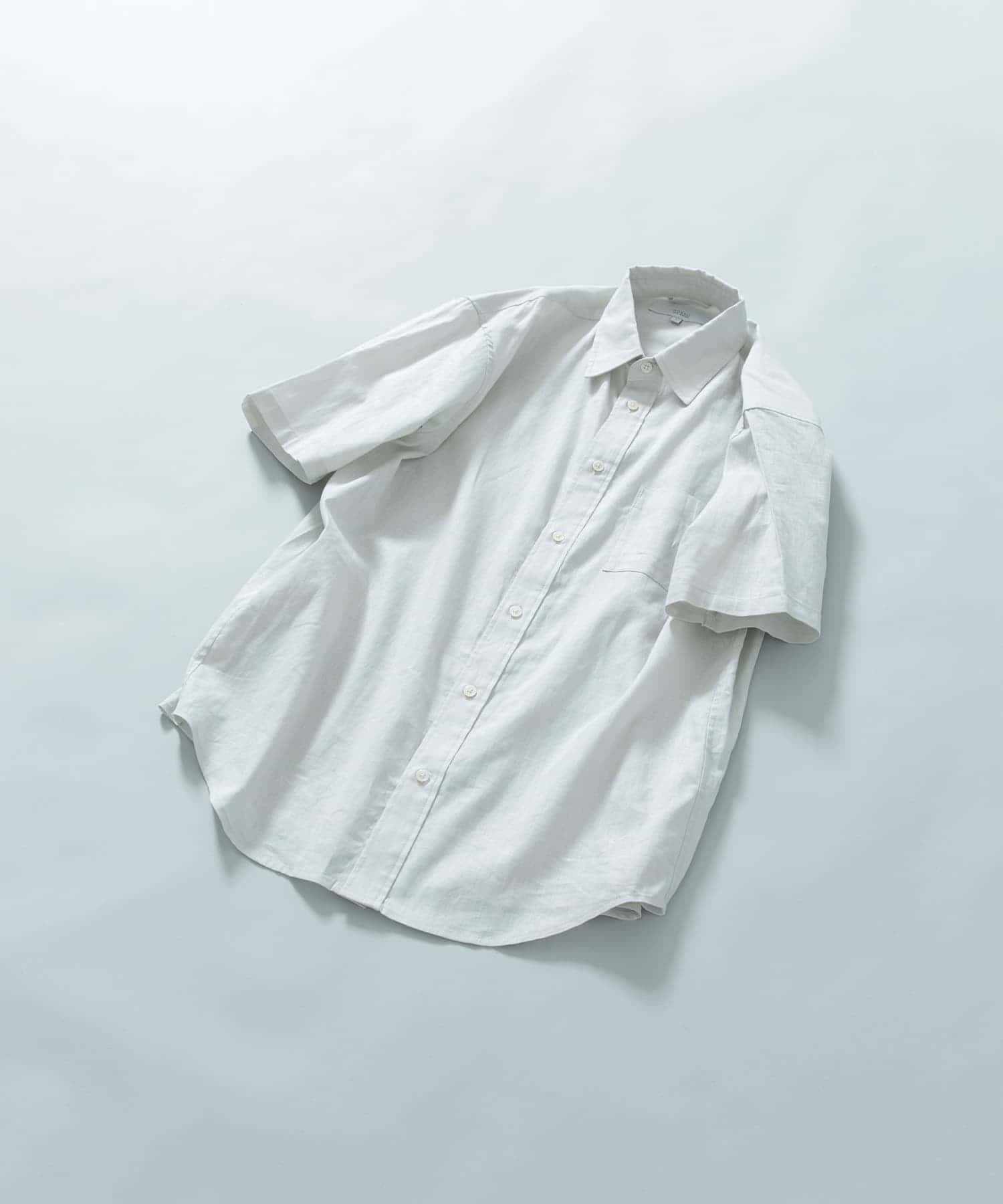 『XLサイズあり』リラックスコットンリネンレギュラーカラー半袖シャツ BEIGE M