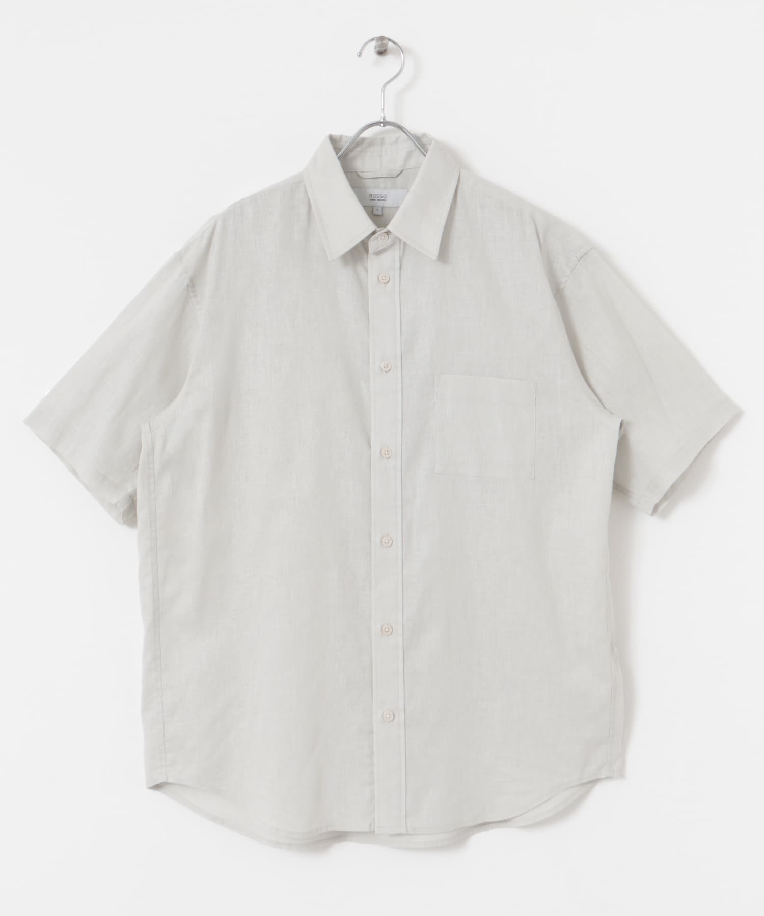 『XLサイズあり』リラックスコットンリネンレギュラーカラー半袖シャツ BEIGE S