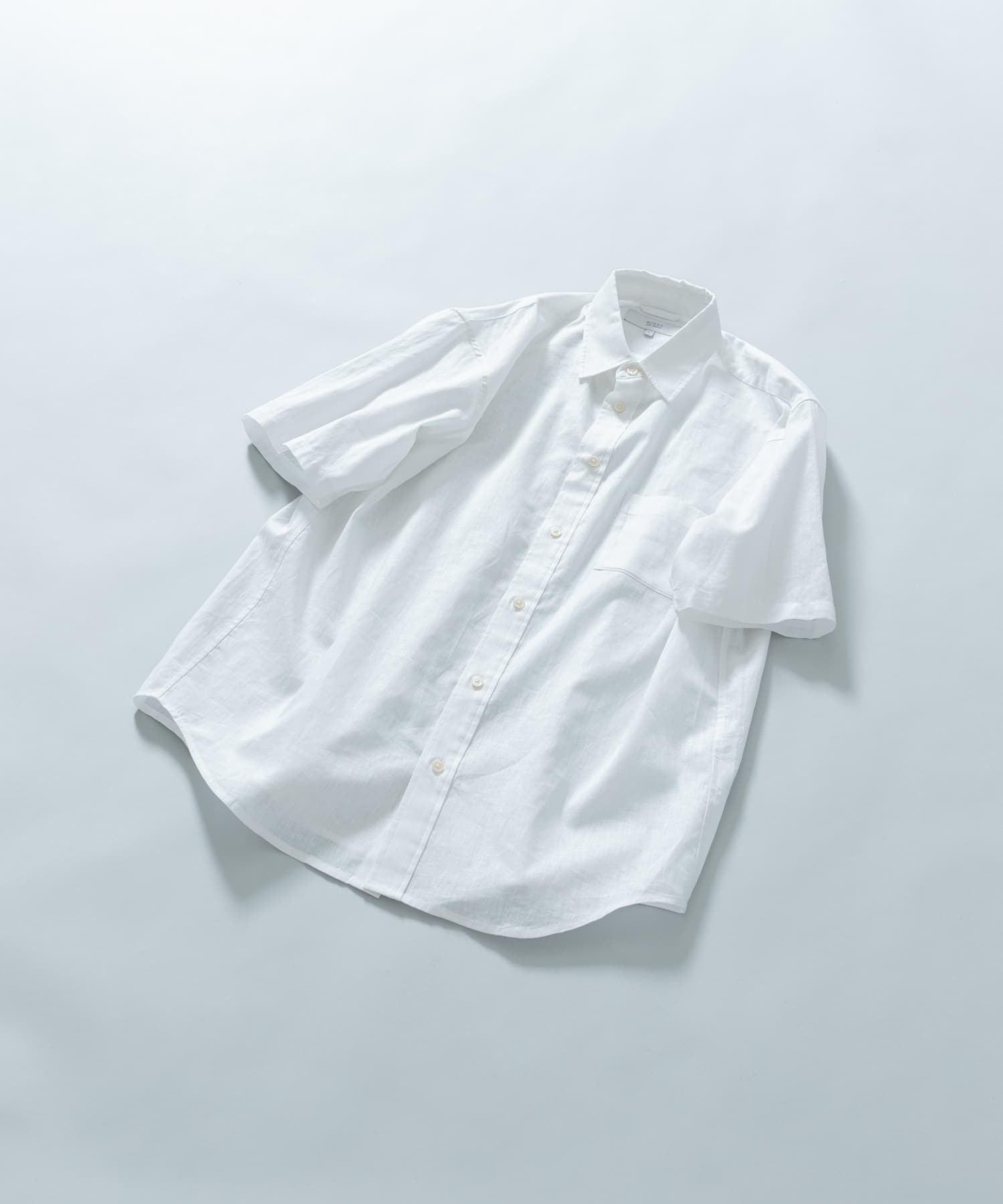 『XLサイズあり』リラックスコットンリネンレギュラーカラー半袖シャツ WHITE S
