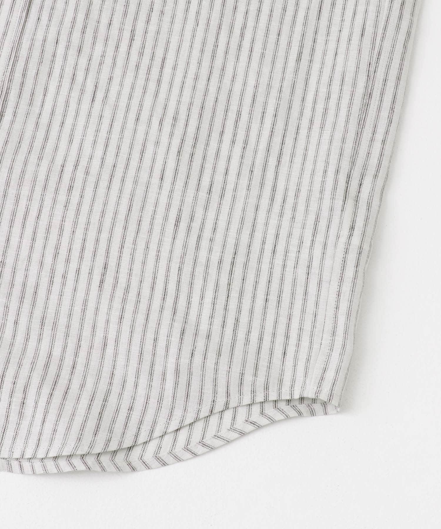 『XLサイズあり』リラックスコットンリネンレギュラーカラー半袖シャツ BEG STRIPE S