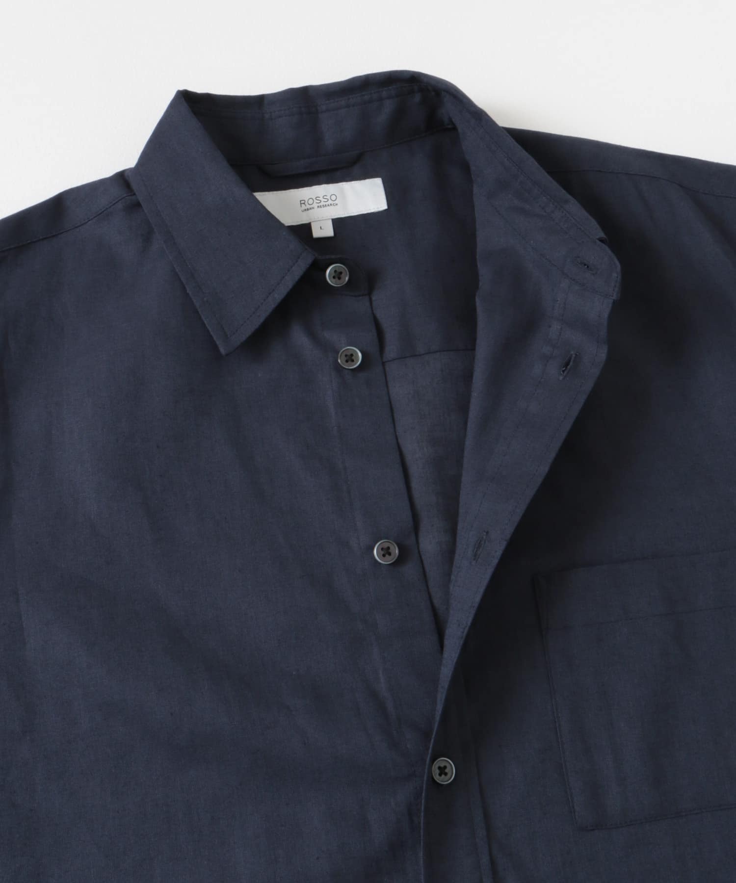 『XLサイズあり』リラックスコットンリネンレギュラーカラー半袖シャツ NAVY S