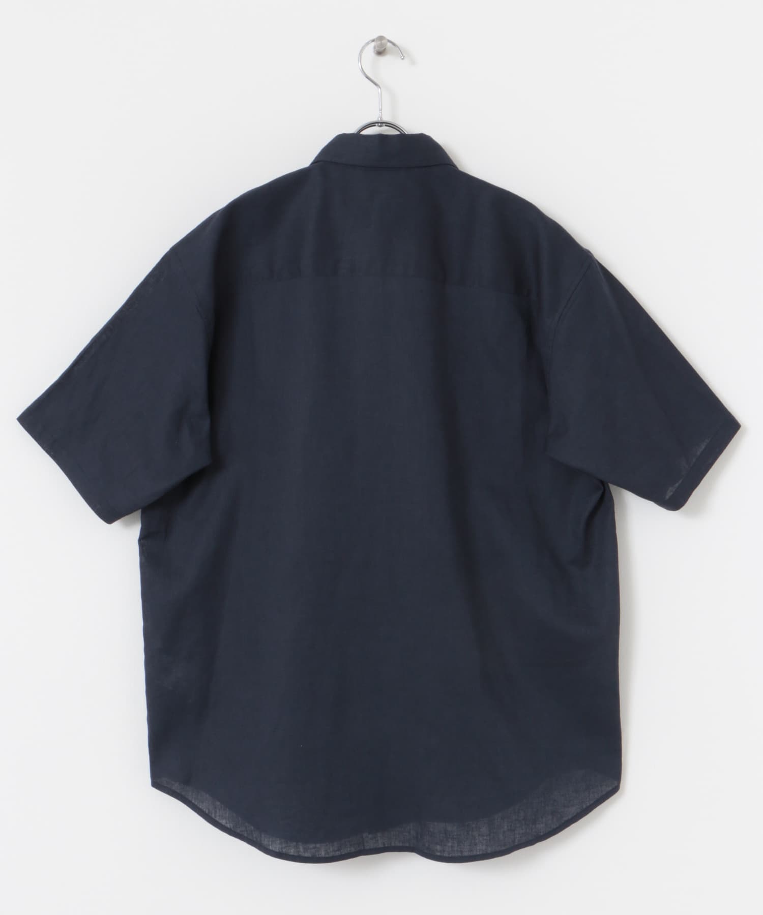 『XLサイズあり』リラックスコットンリネンレギュラーカラー半袖シャツ NAVY S