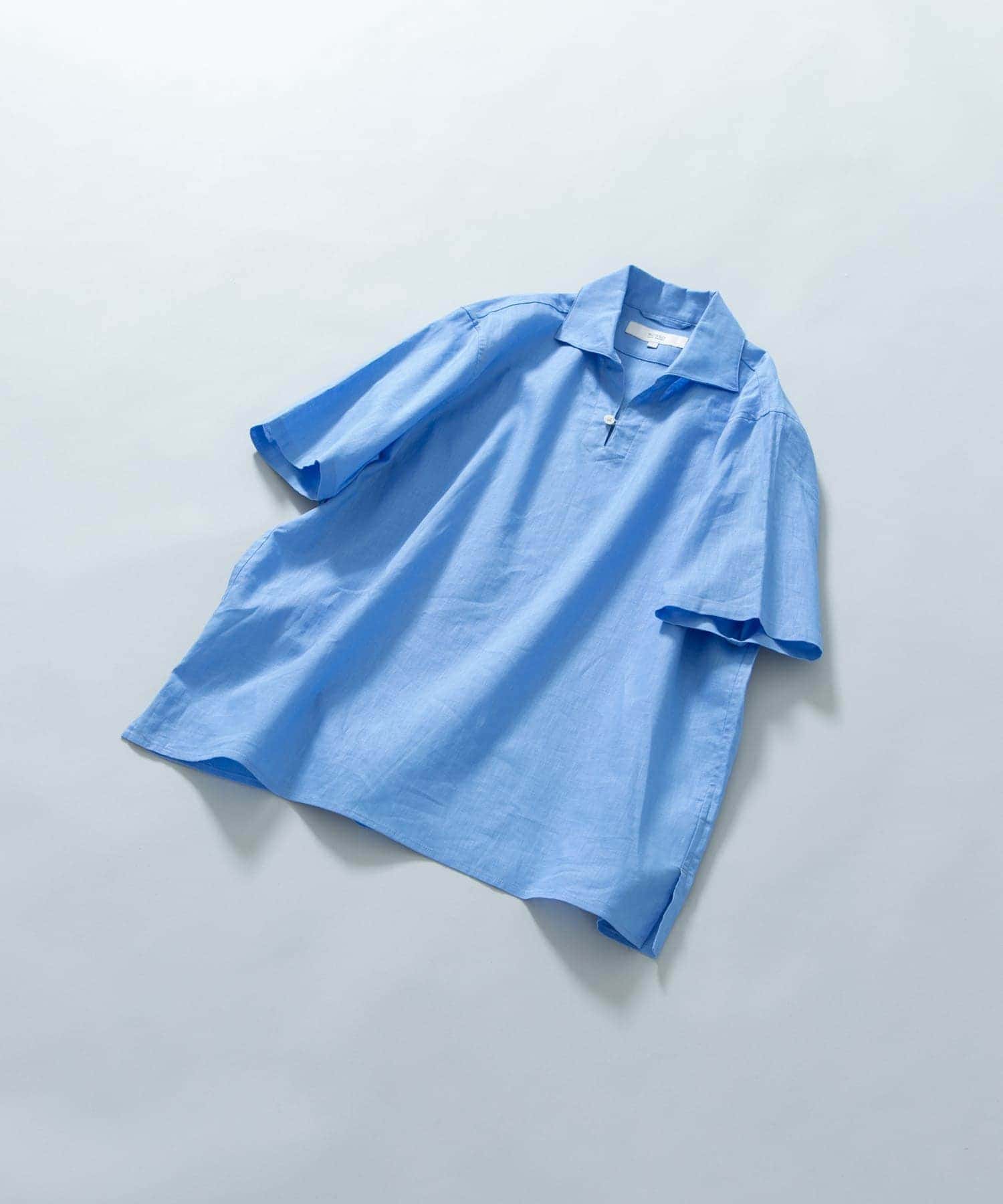 『XLサイズあり』リラックスコットンリネンスキッパーシャツ BLUE M