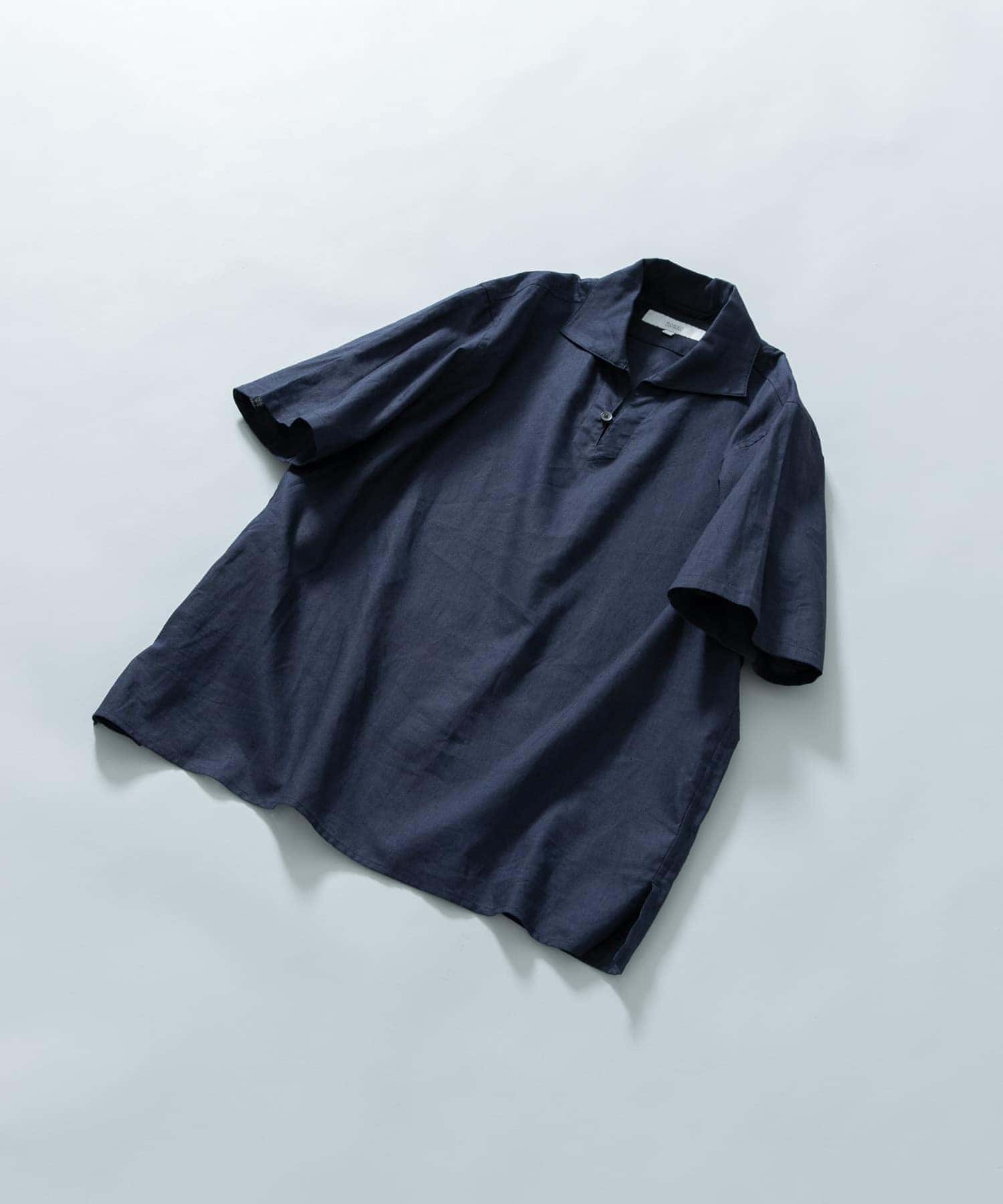 『XLサイズあり』リラックスコットンリネンスキッパーシャツ NAVY XL
