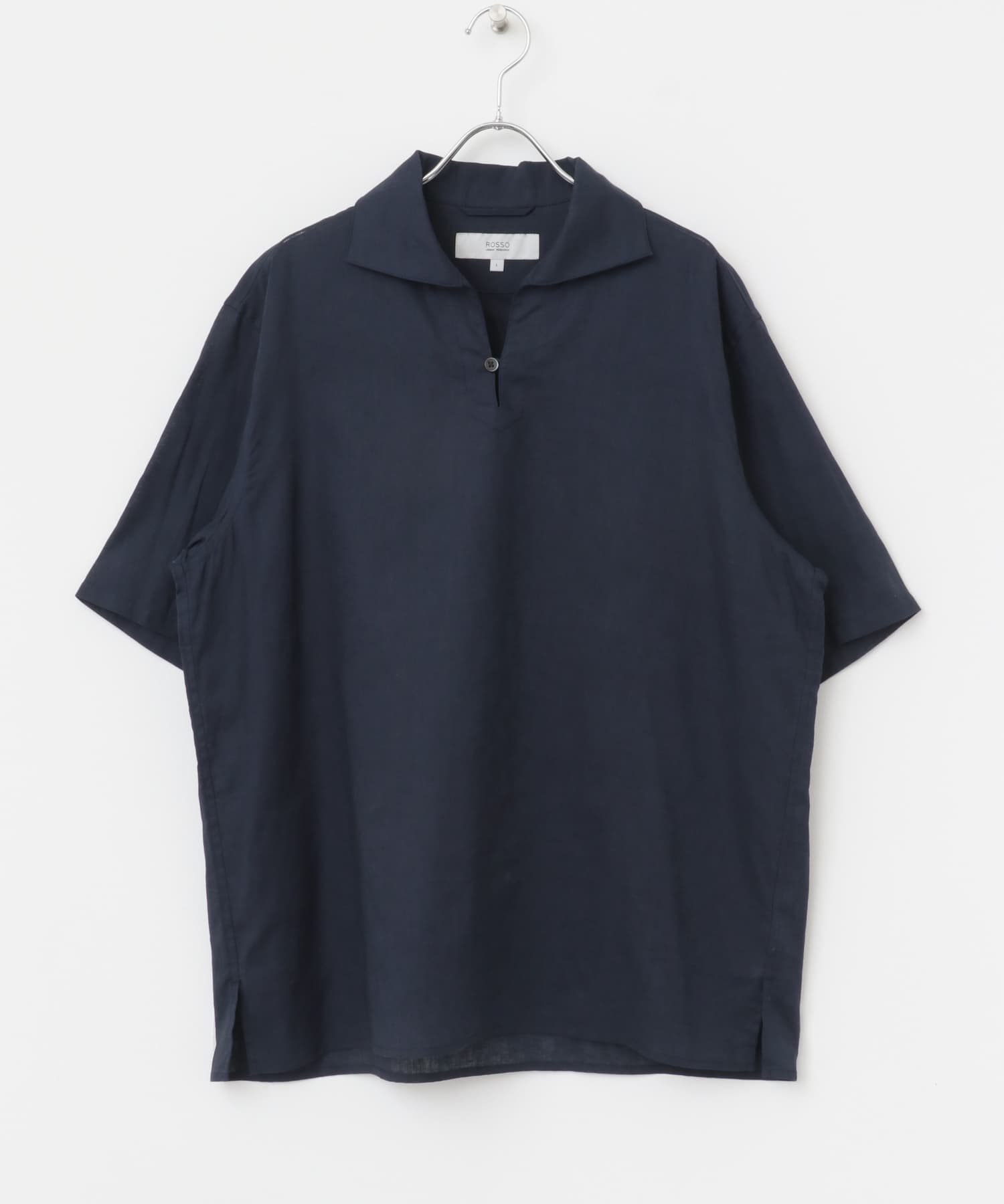 『XLサイズあり』リラックスコットンリネンスキッパーシャツ NAVY M