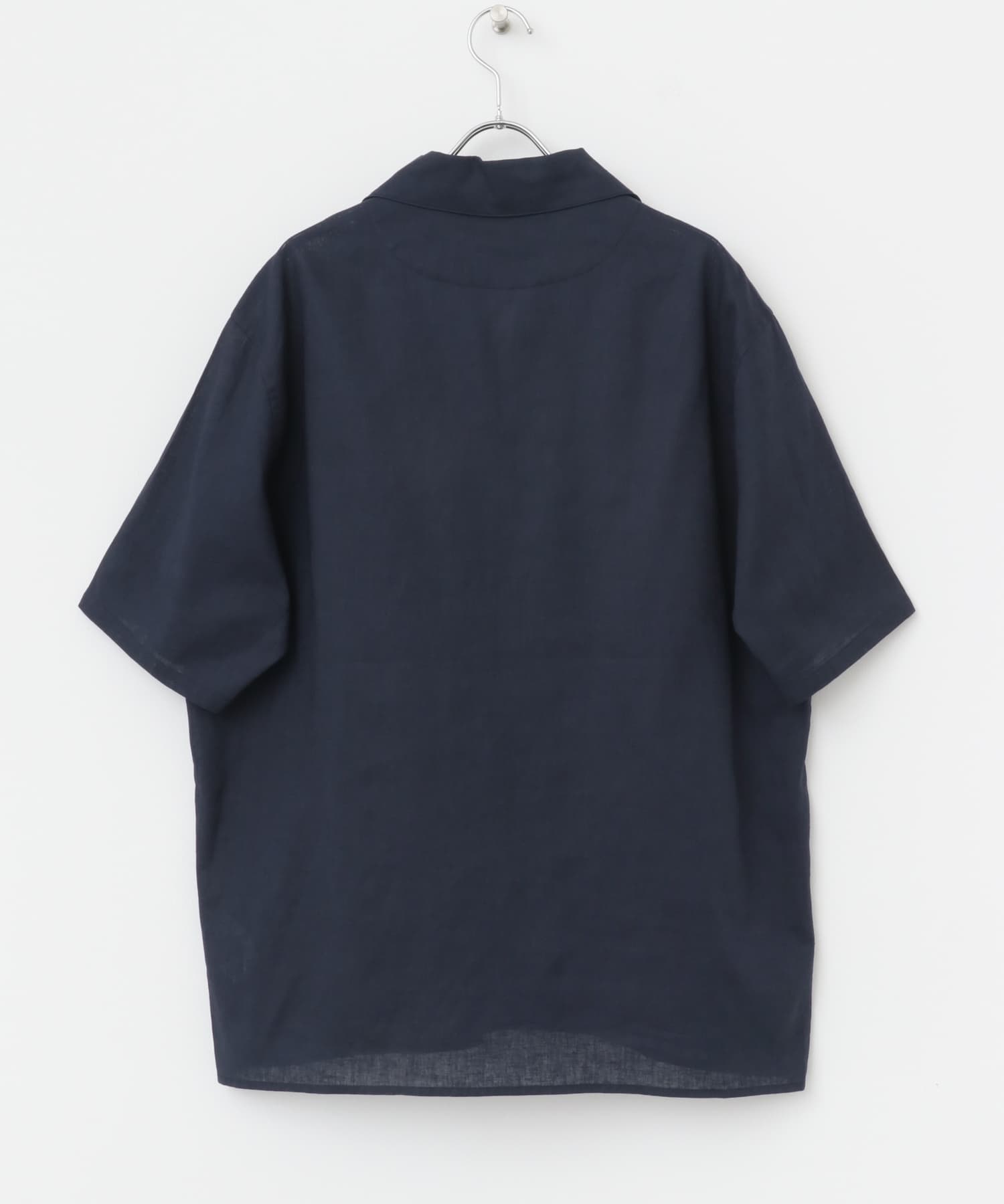 『XLサイズあり』リラックスコットンリネンスキッパーシャツ NAVY M
