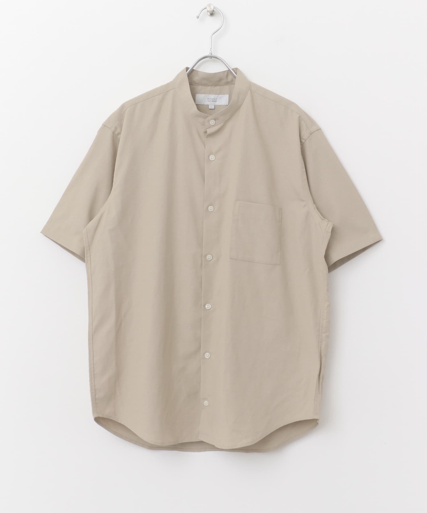 『防シワ』『XLサイズあり』ハイパフォーマンスリネンバンド半袖シャツ BEIGE S
