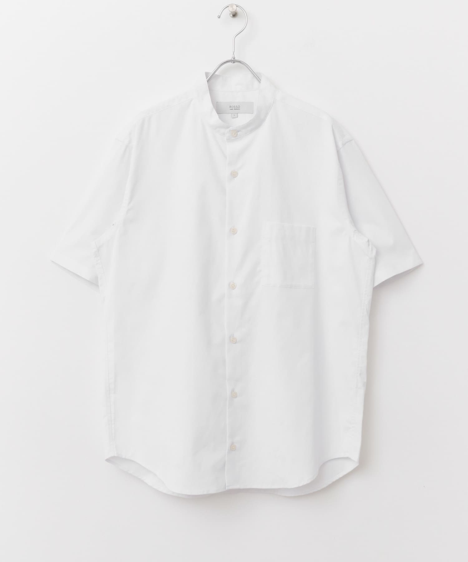『防シワ』『XLサイズあり』ハイパフォーマンスリネンバンド半袖シャツ WHITE S