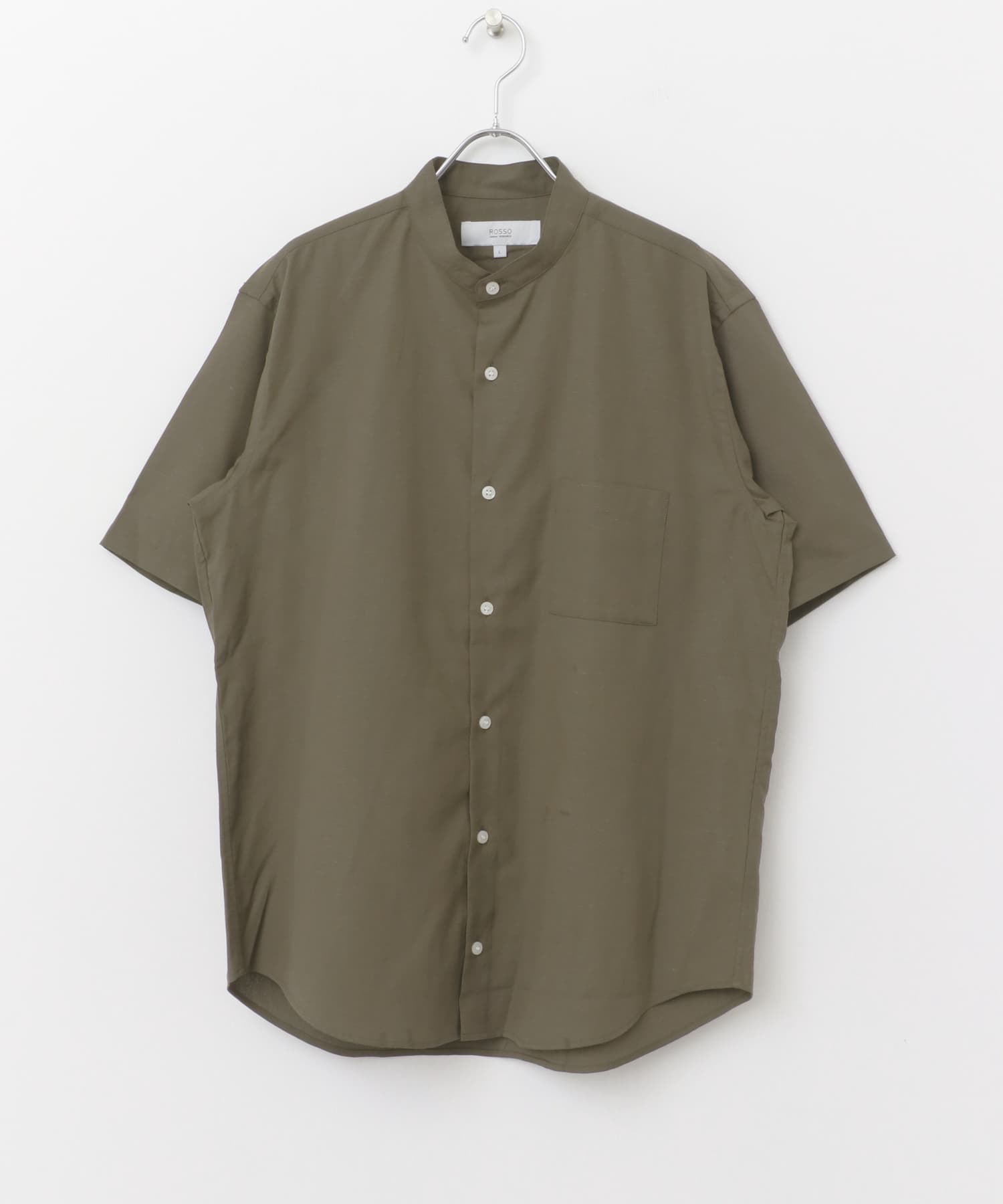 『防シワ』『XLサイズあり』ハイパフォーマンスリネンバンド半袖シャツ KHAKI S