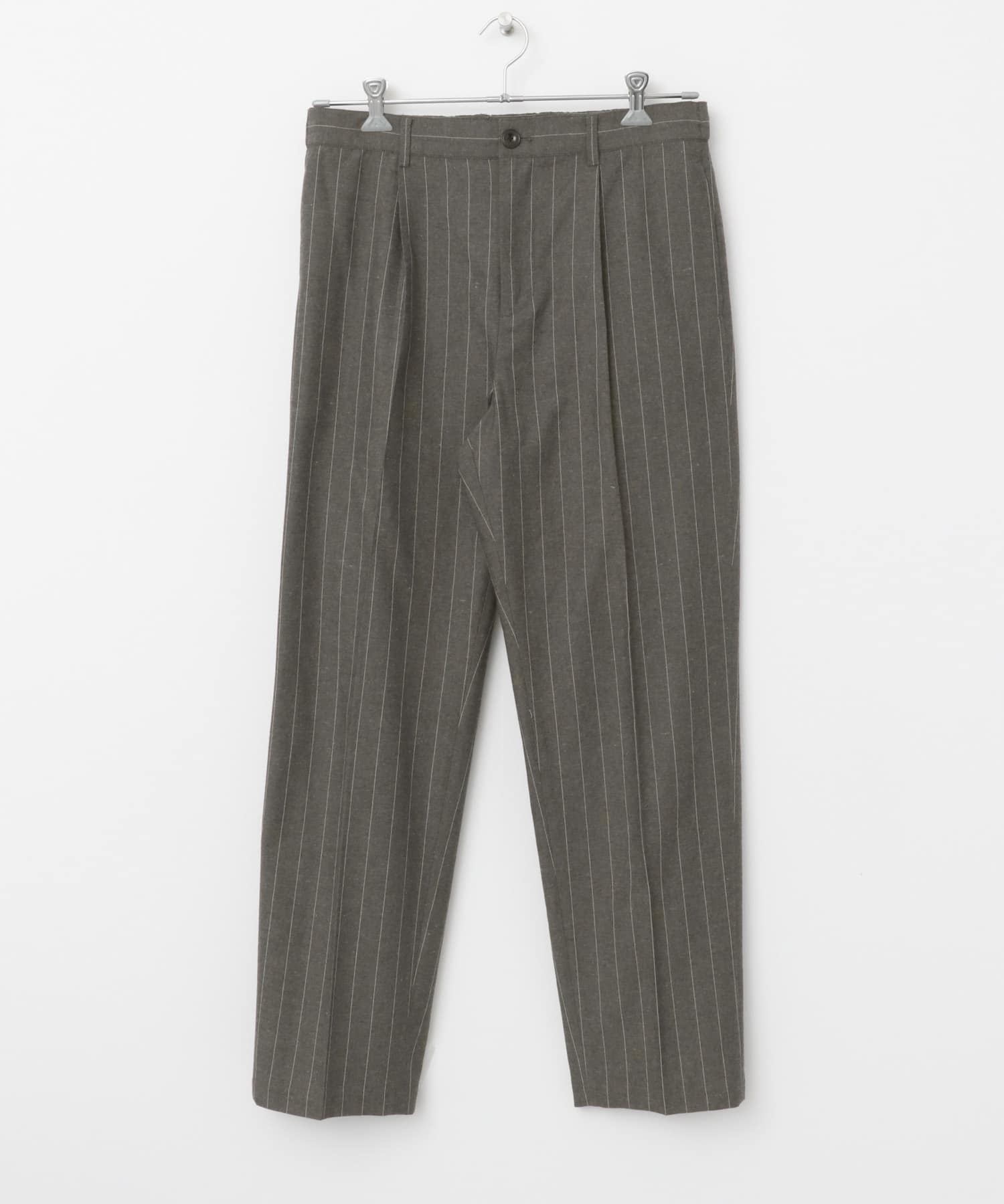 『WEB限定』綿麻ストライプリラックステーパードパンツ CHARCOAL M