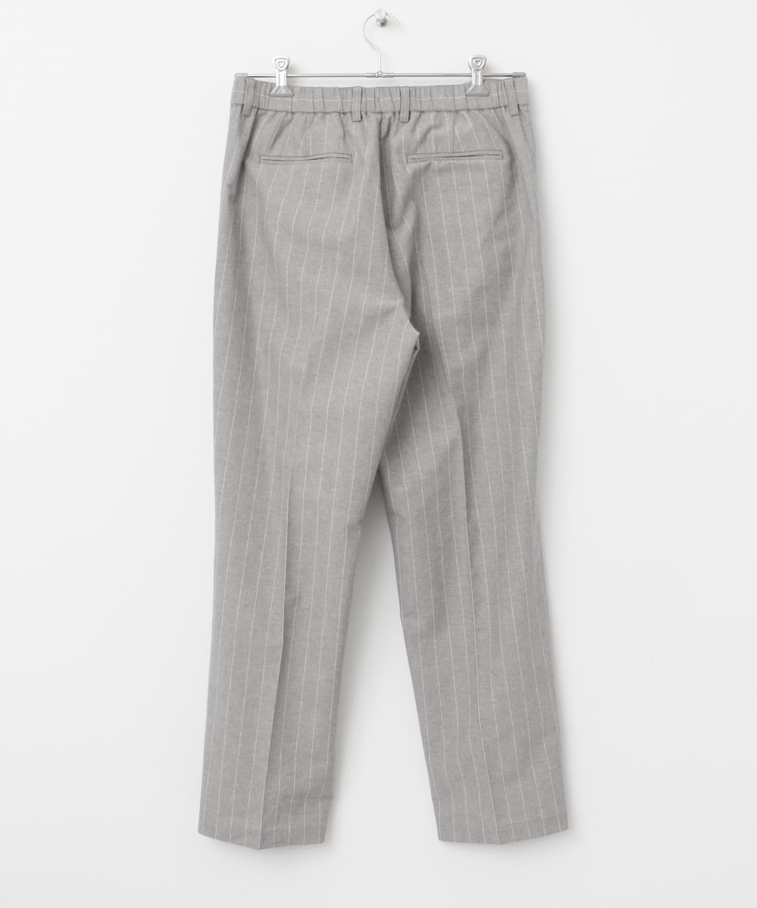 『WEB限定』綿麻ストライプリラックステーパードパンツ LIGHT GRAY M