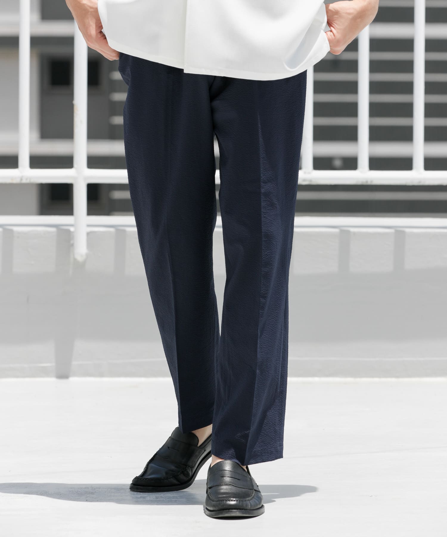 『WEB限定』『セットアップ対応/XLサイズ』シアサッカーリラックステーパードパンツ