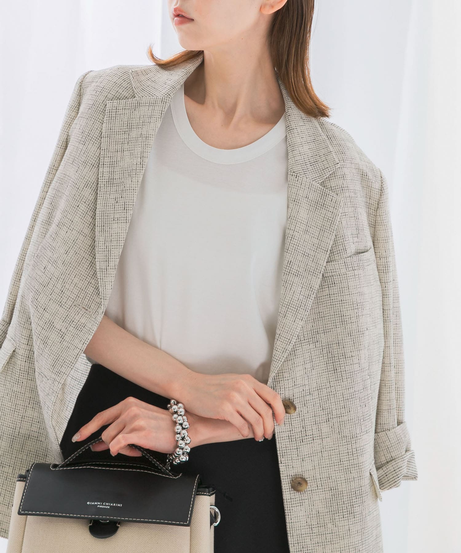 スーピマコットンUネックカットソー