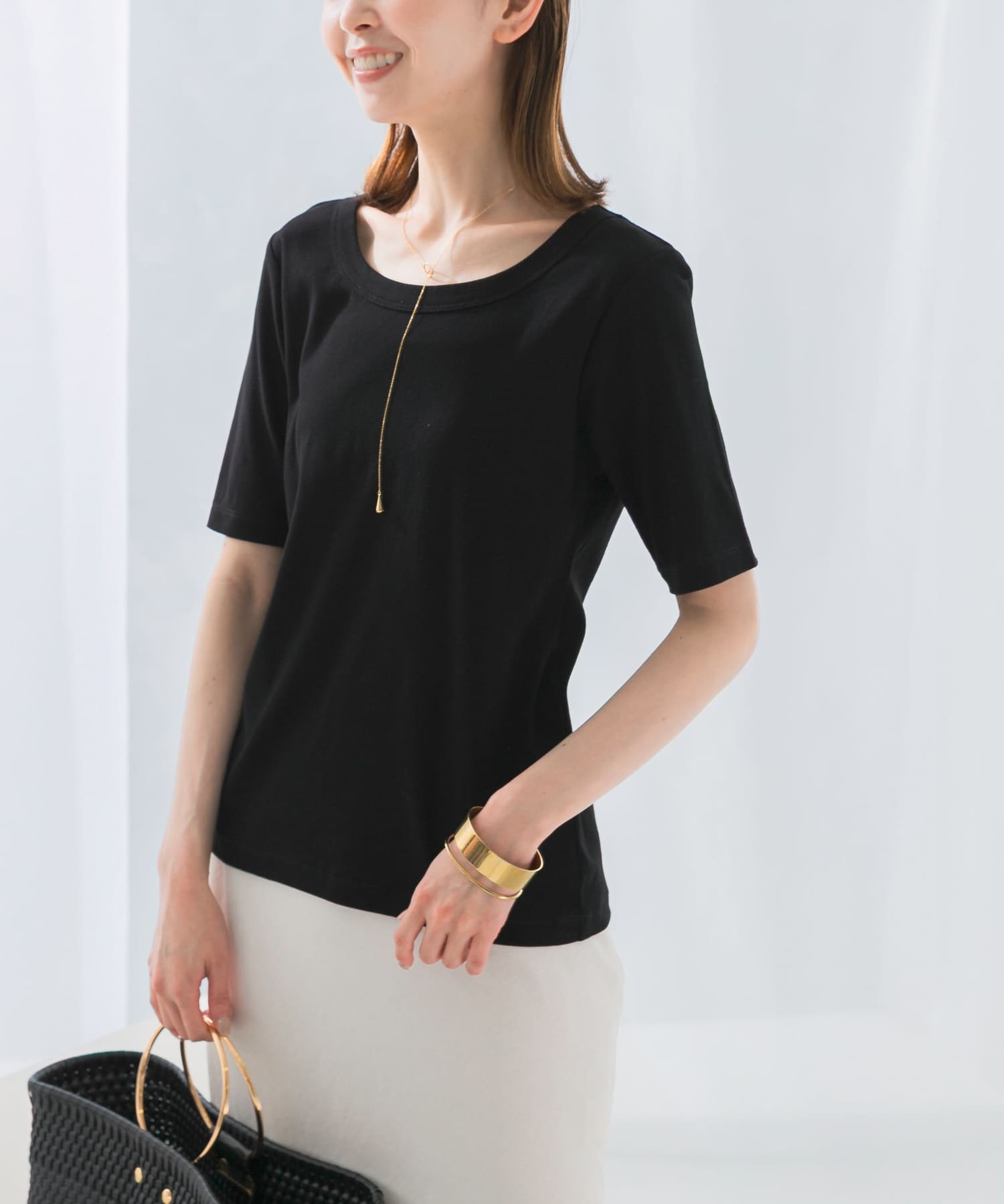 接触冷感強撚コットン2WAYカットソー