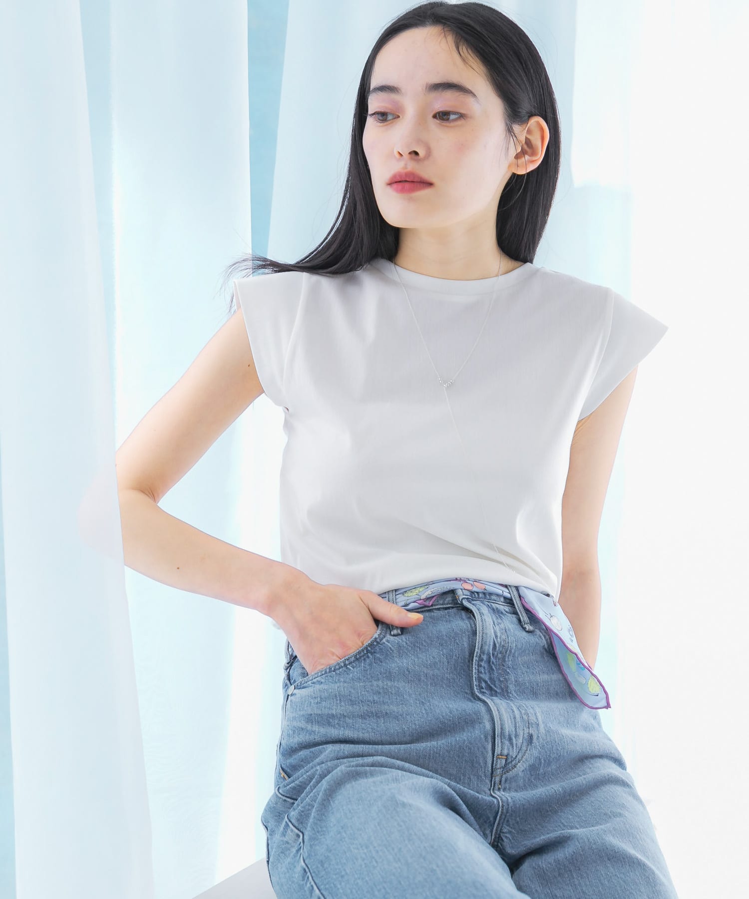 クールタッチスーピマコットンフレンチTシャツ OFF WHITE FREE