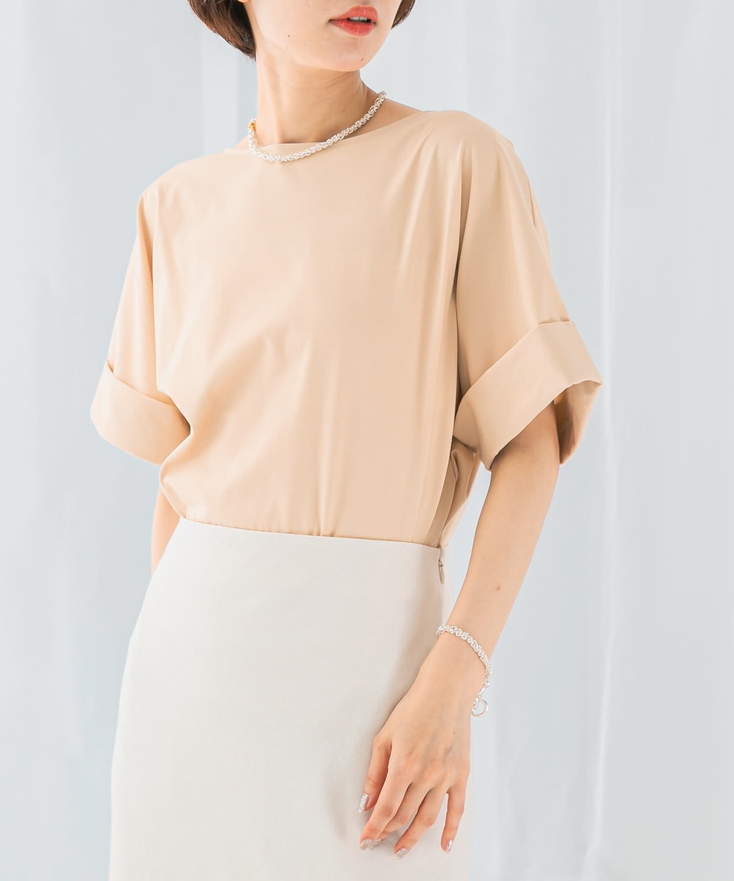 UVカットデザインスリーブプルオーバー